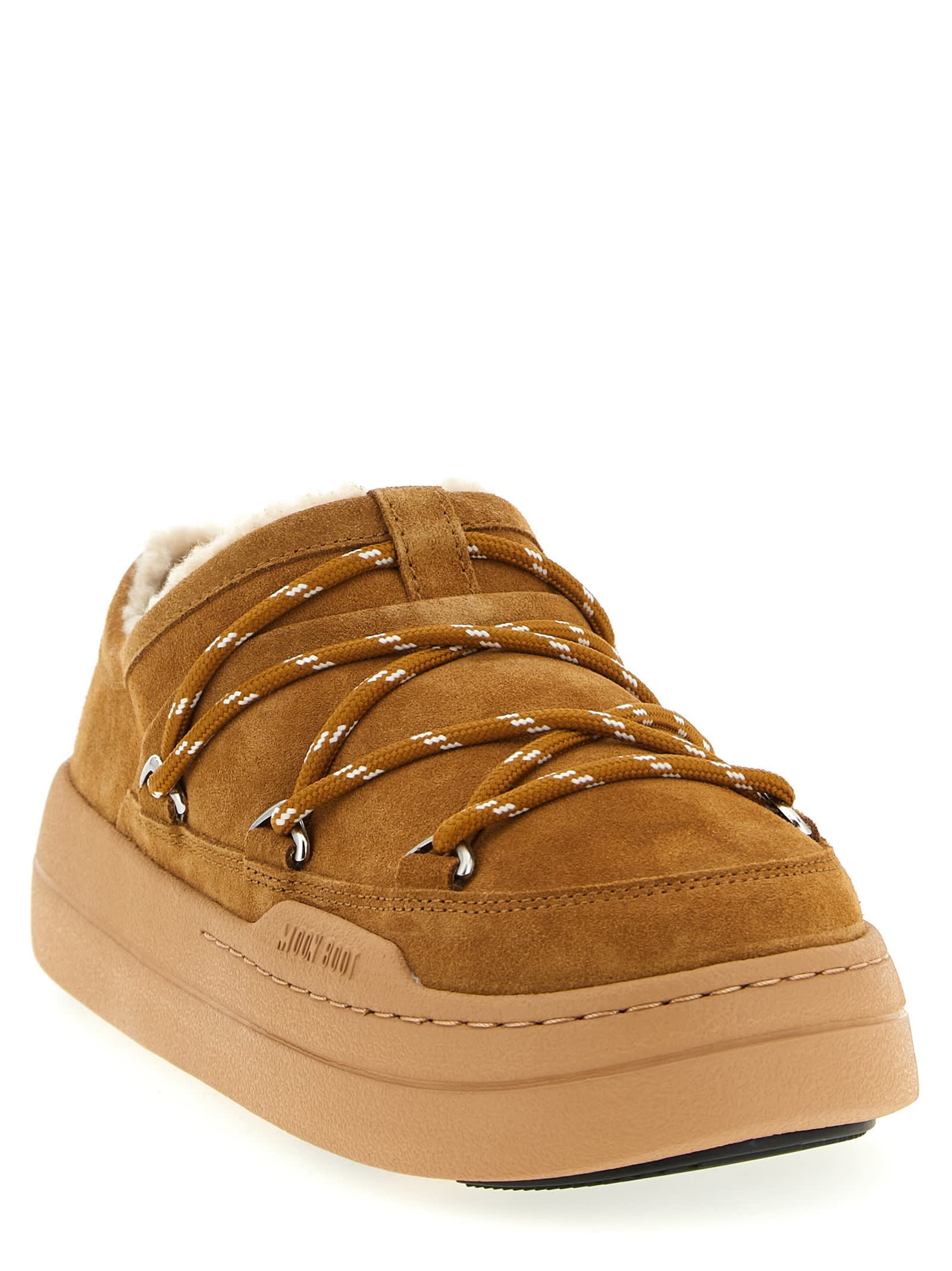 Moon Boot Park Slipper Mules Round Toe Laces In Brown