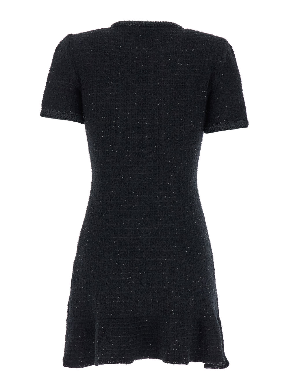 Shop Self-portrait Black Buttoned Knit Mini Dress