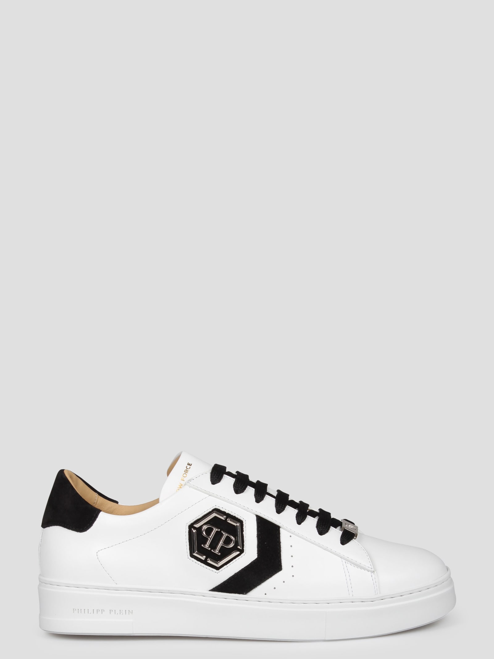 Shop Philipp Plein Lo-top Leather Arrow Force Sneakers In White