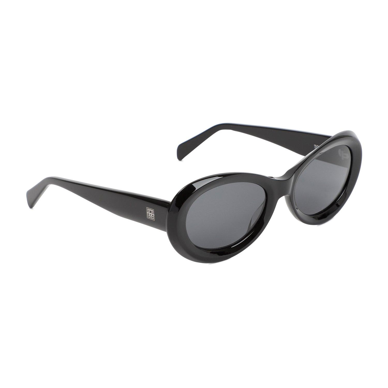 Shop Totême Oval Frame Sunglasses In Black