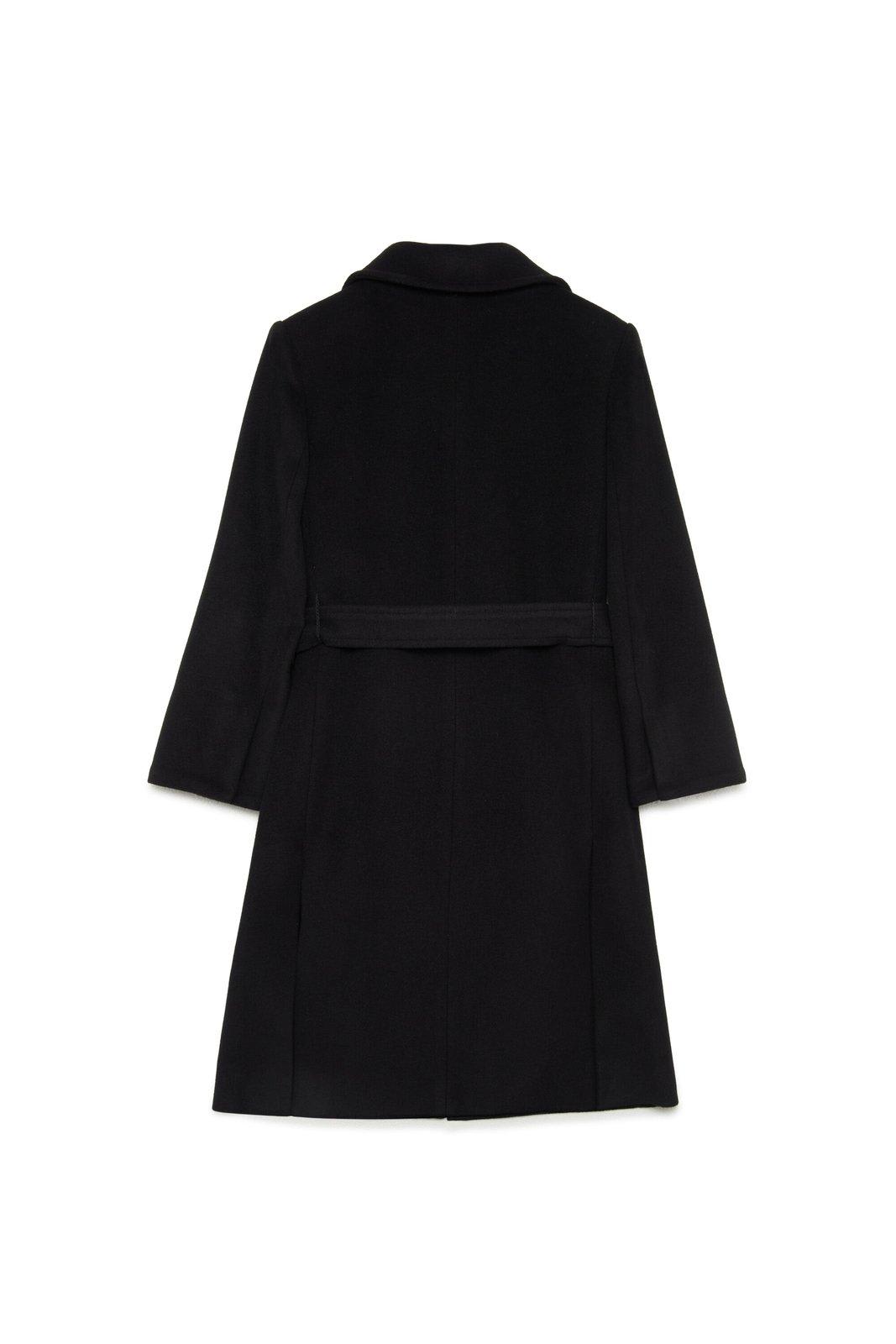 Shop Max&amp;co. Belted Single-breasted Long Sleeevd Coat In Nero