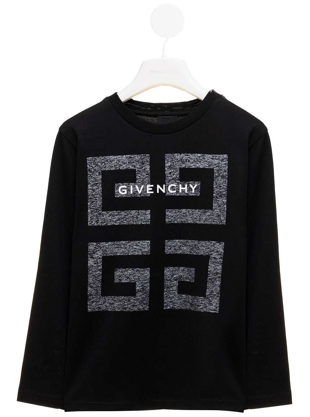 Givenchy Black Cotton Long Sleeved T-shirt With 4g Print Kids Boy