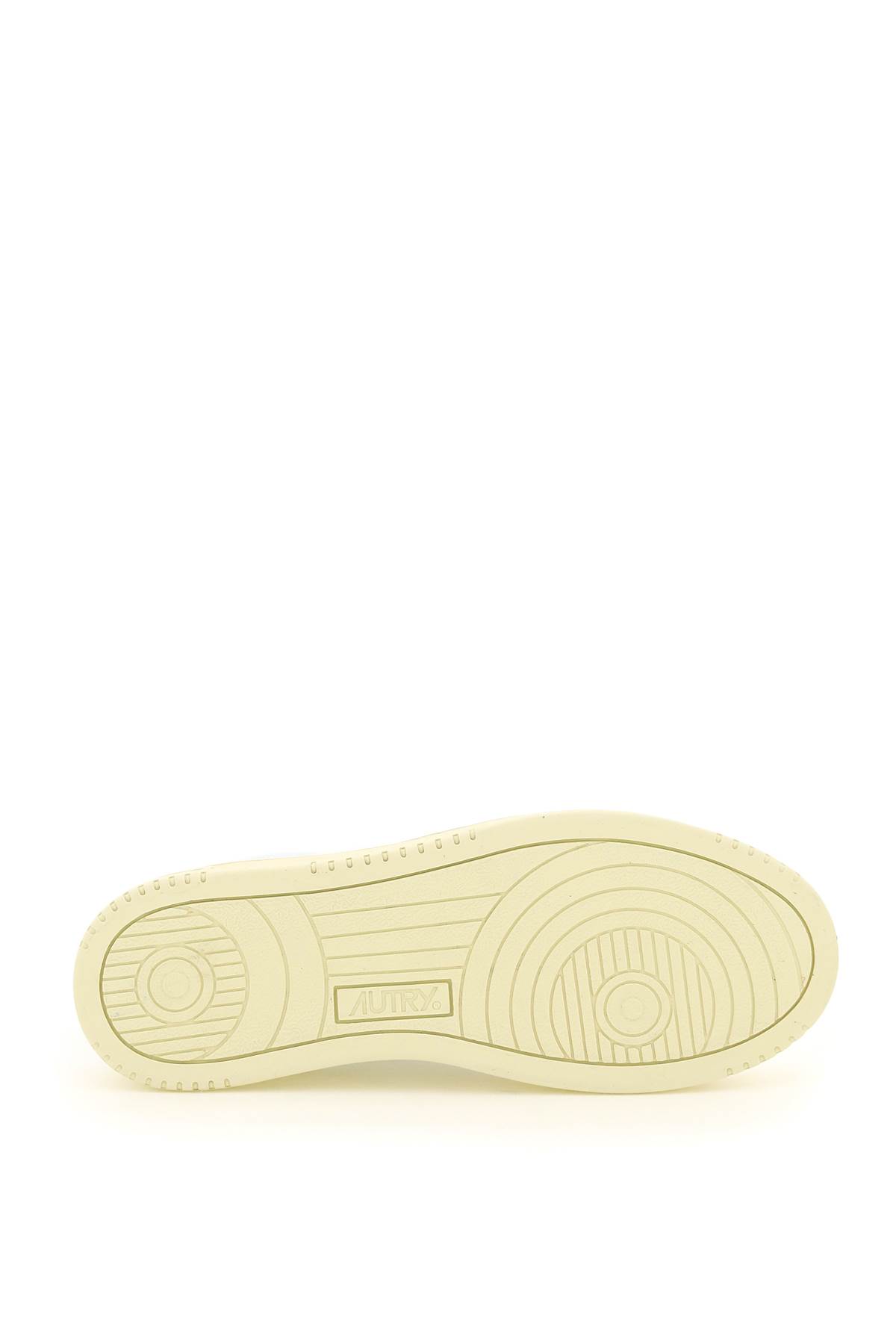 Autry Low-top Sneakers With Mixed Textures And Contrast Heel Tab In White