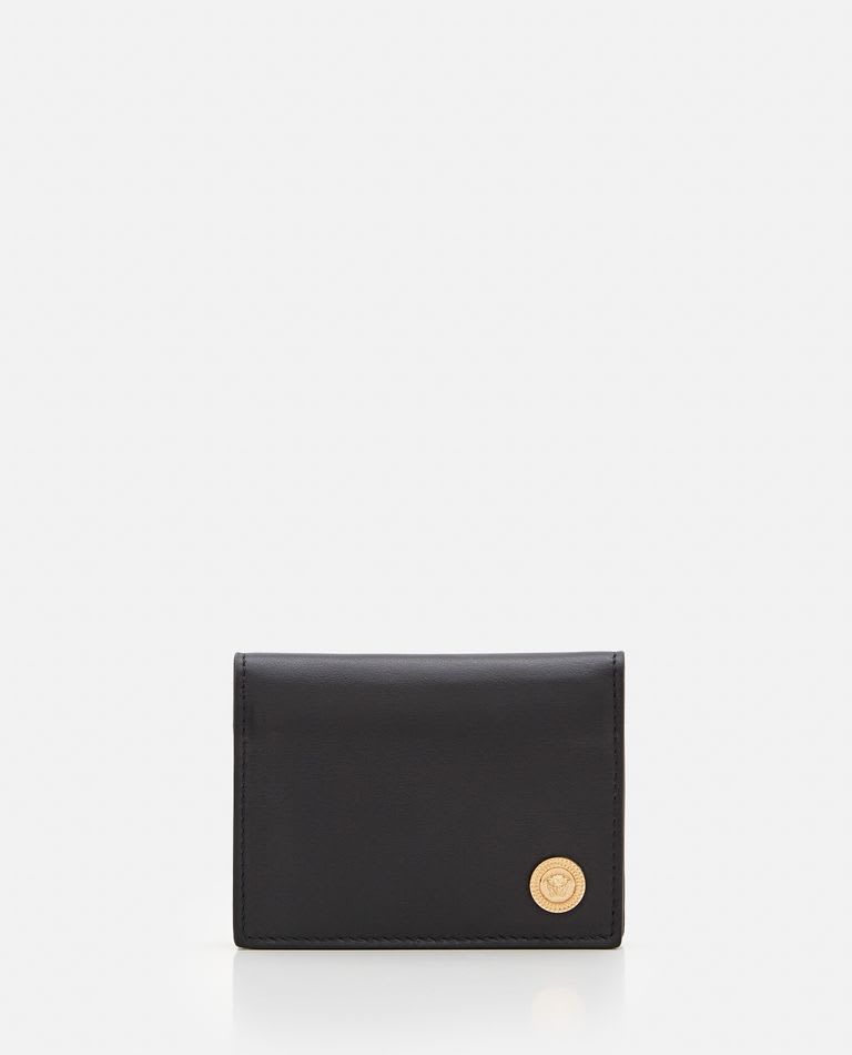 Versace Leather Medusa Wallet In Black