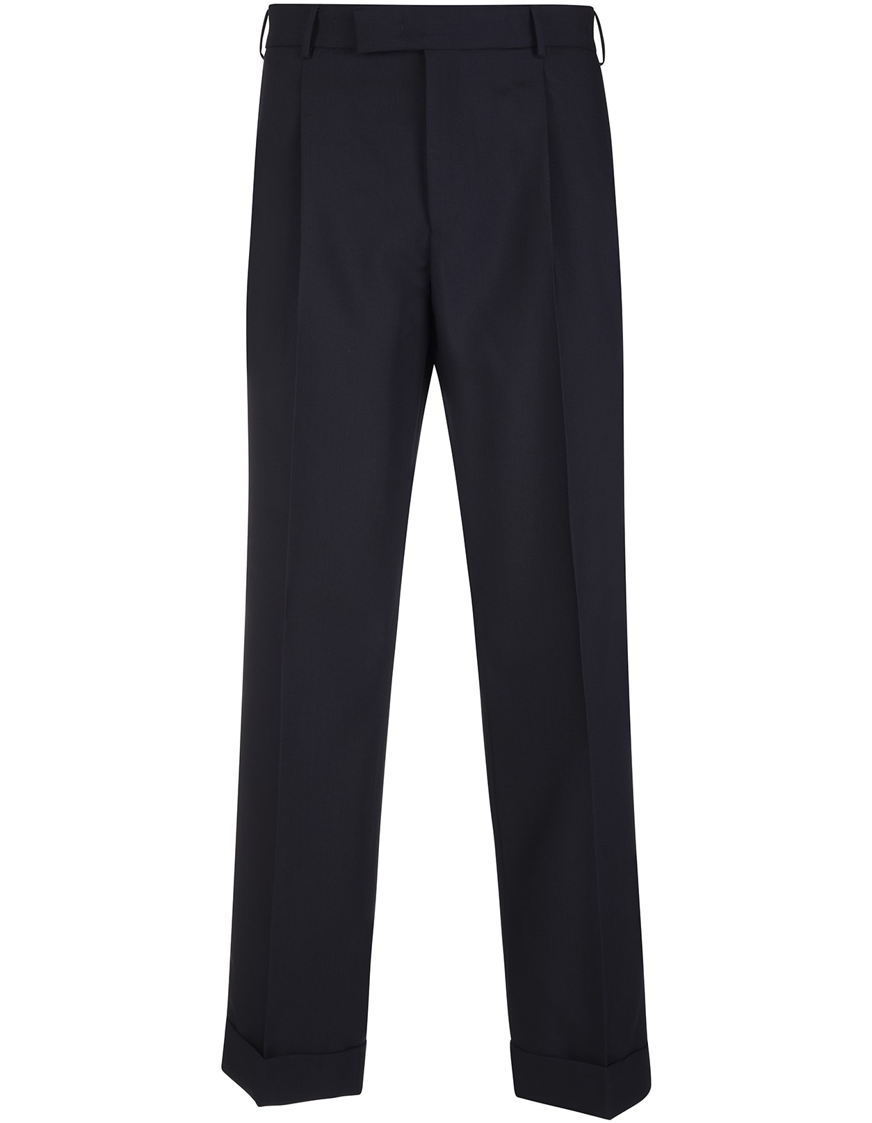 PT01 Man Regular Fit Tailored Trousers In Black Wool And Mohair