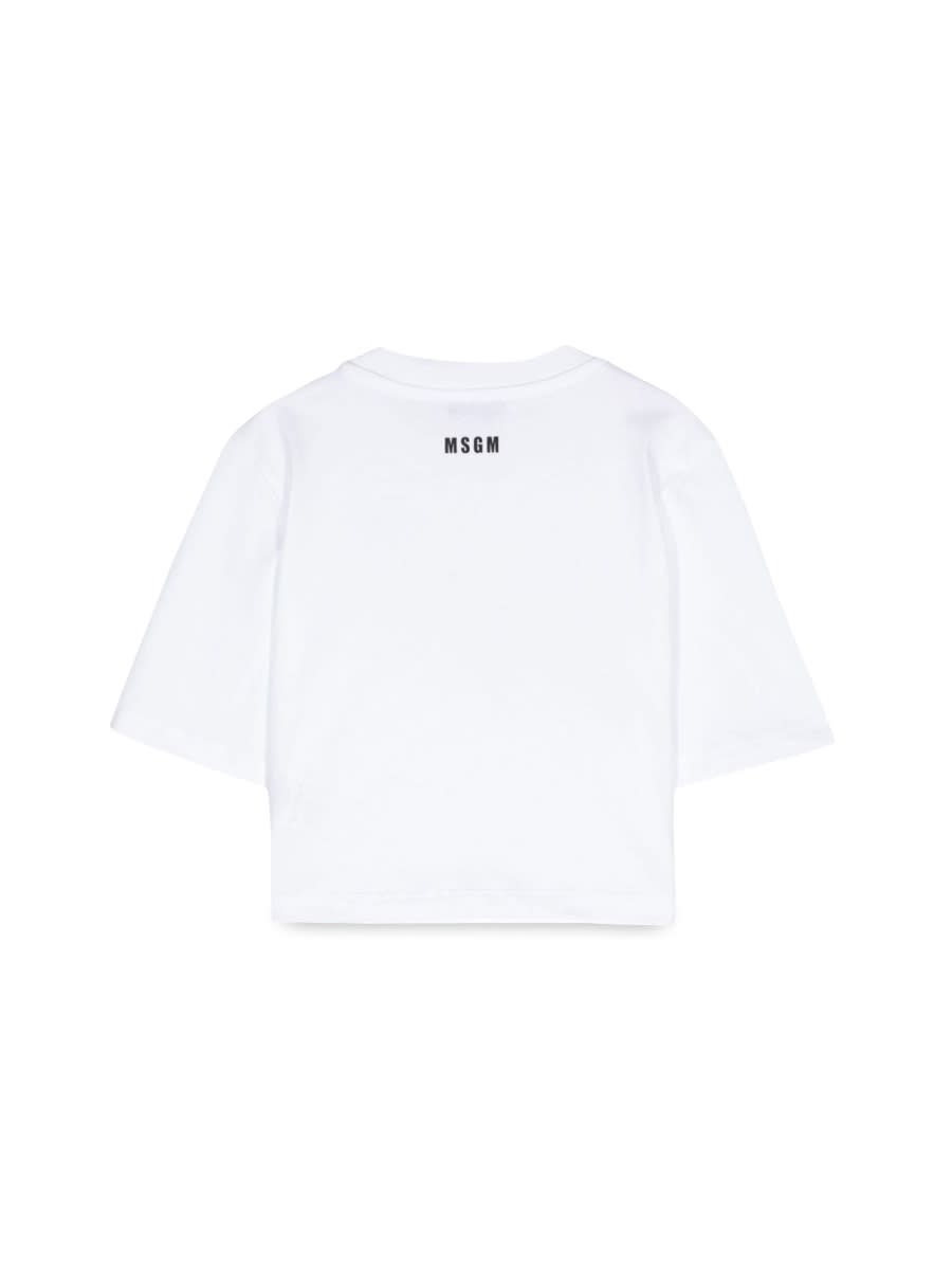 Shop Msgm Crop Girl T-shirt In White