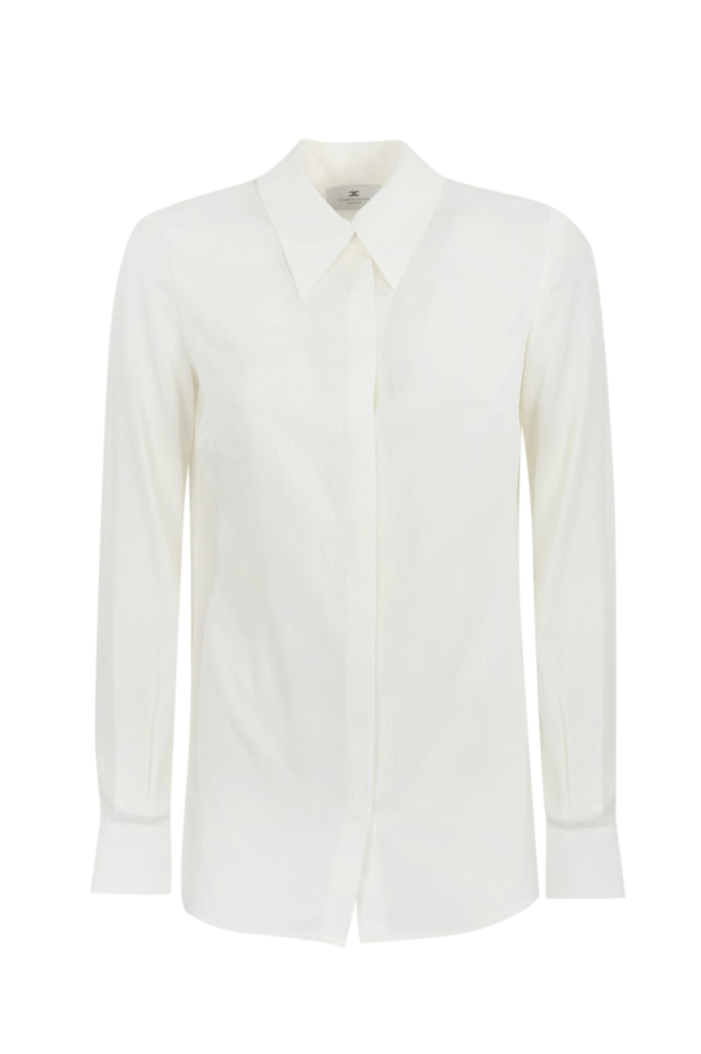 Elisabetta Franchi Georgette Shirt With Lettering In Avorio