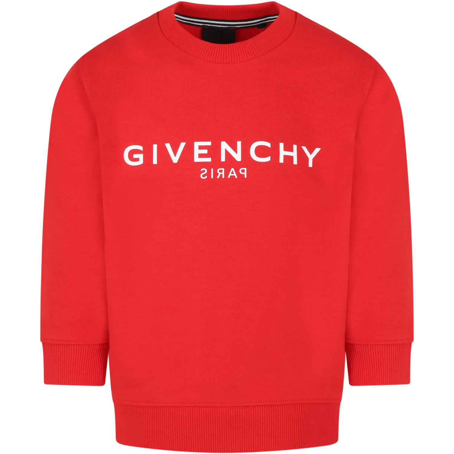 Givenchy Kids' Red Sweatshirt For Boy With White Logo