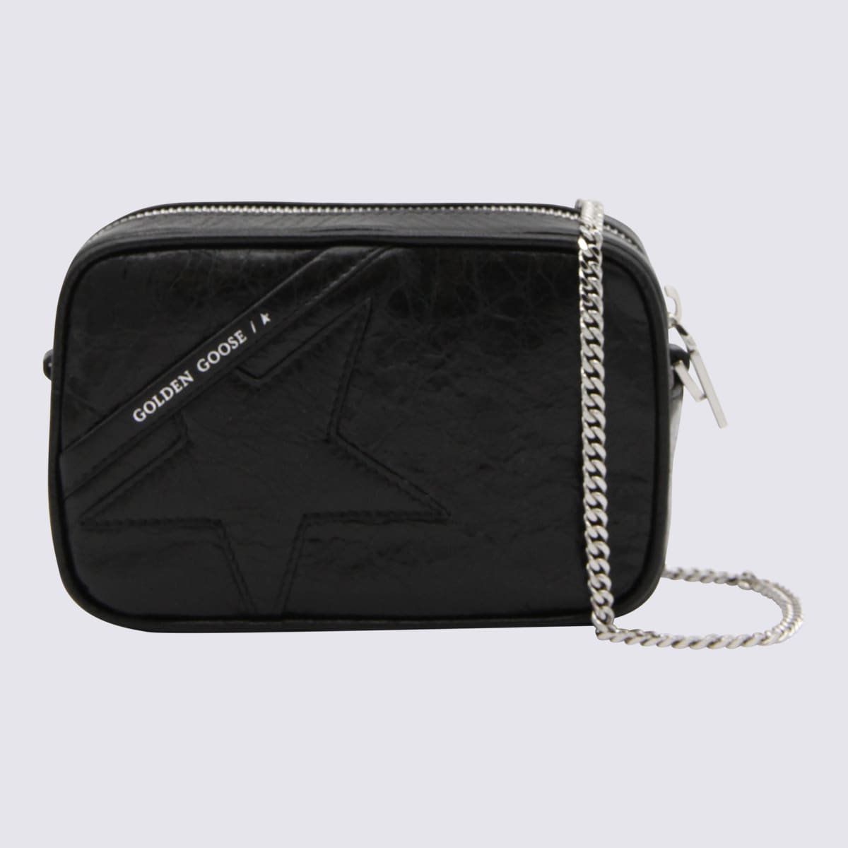 Shop Golden Goose Black Leather Mini Star Crossbody Bag