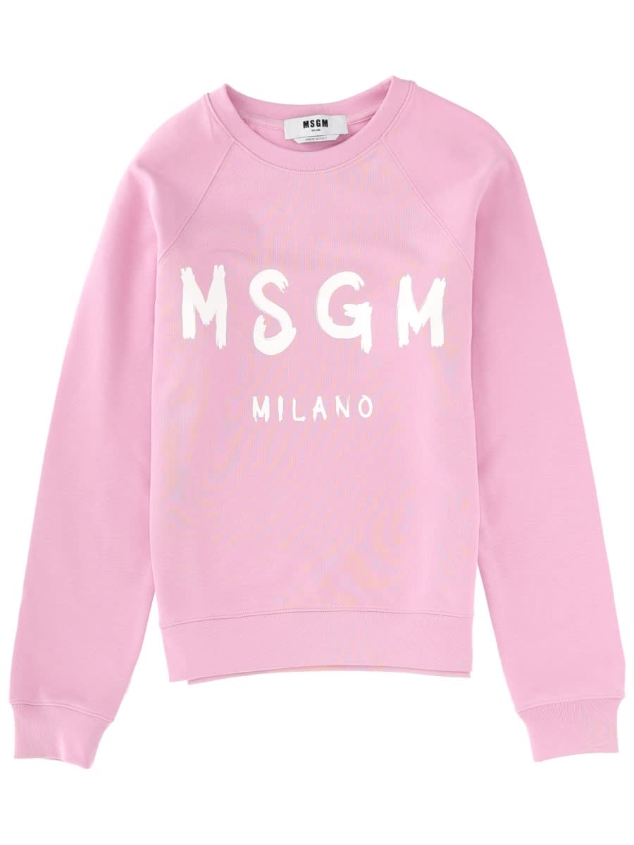 Msgm Sweatshirt With Logo In Pink