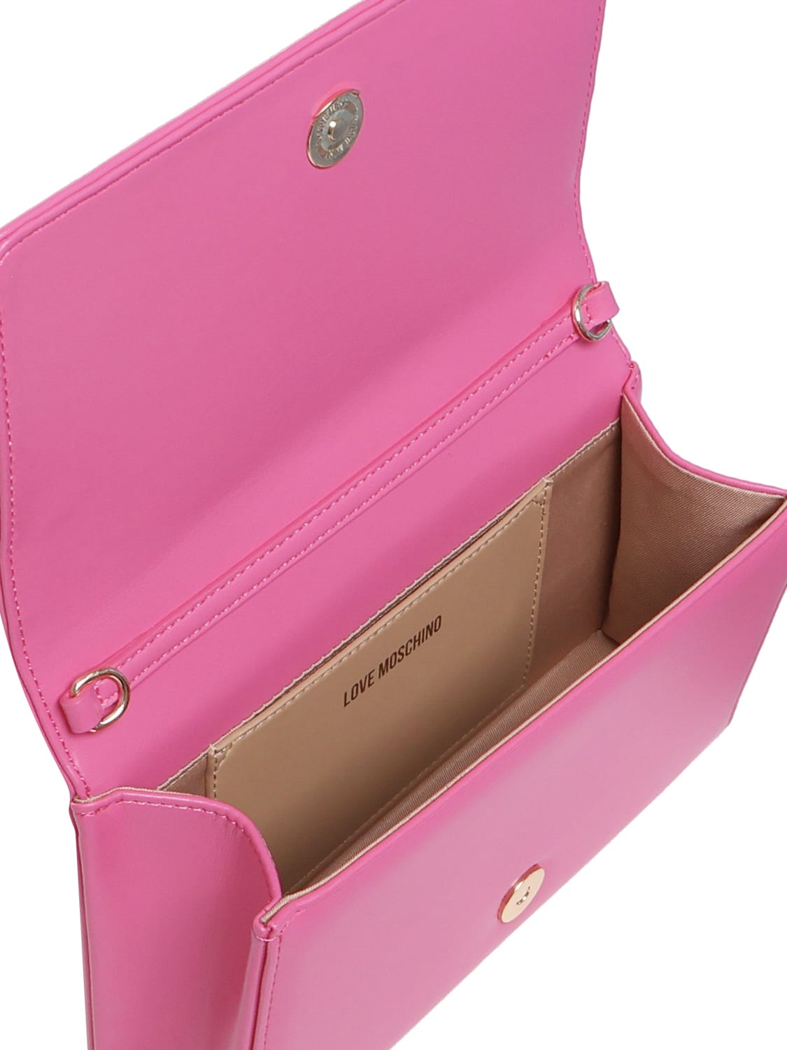 Shop Love Moschino Handheld Handbag With Chain Shoulder Strap In Fuchsia