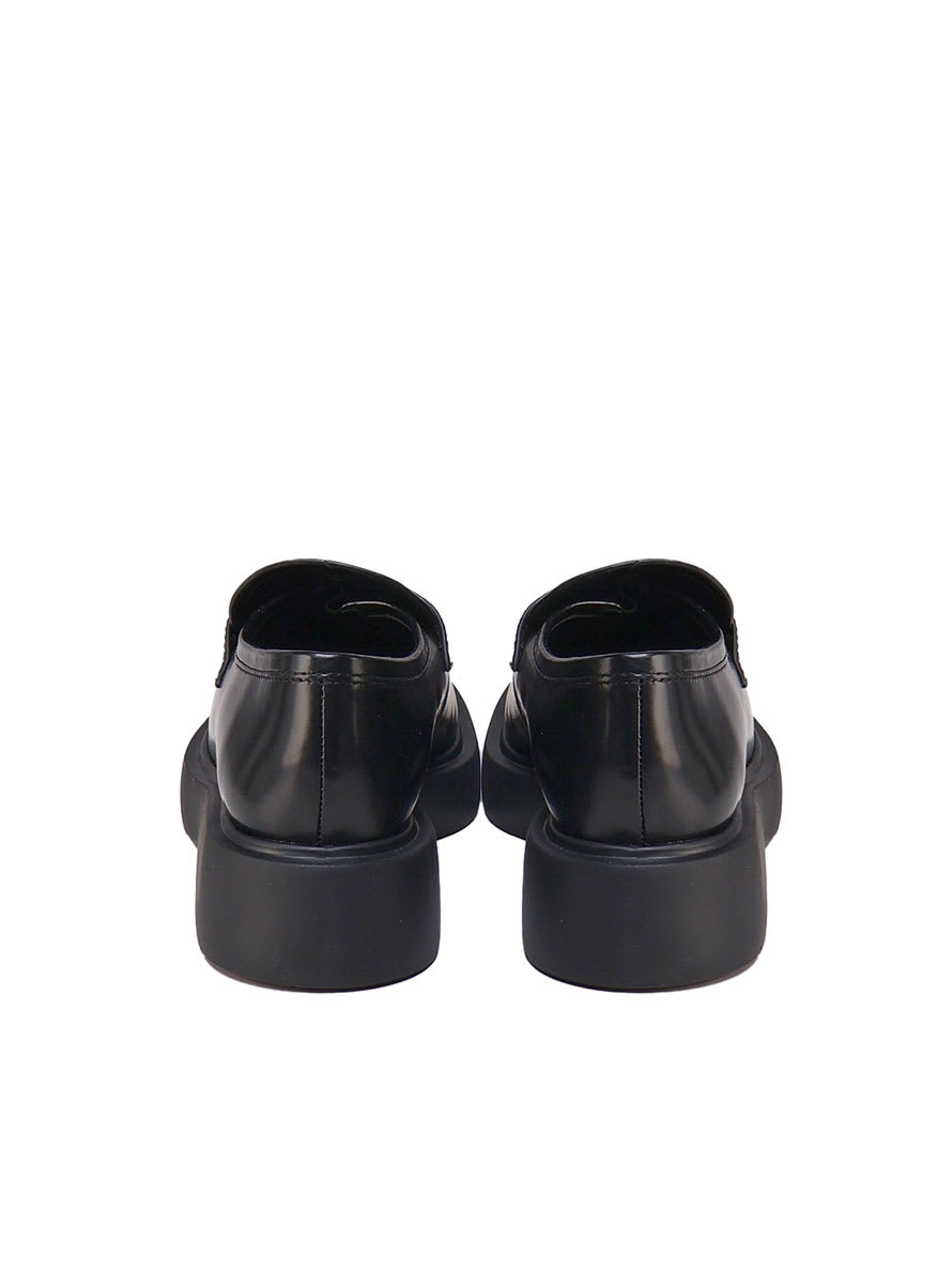 Shop Love Moschino Leather City Loafers In Black