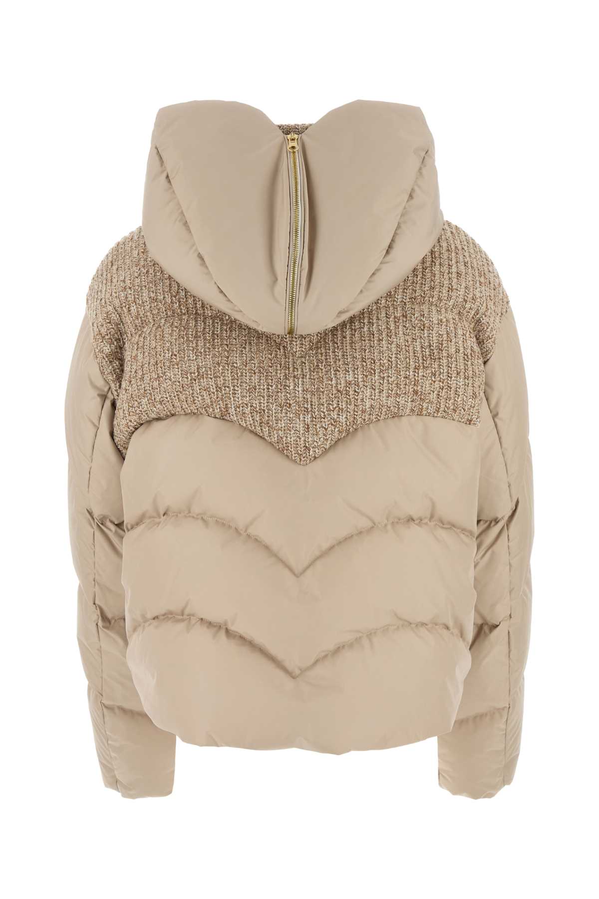 Shop Khrisjoy Cappuccino Polyester Down Jacket In Butter