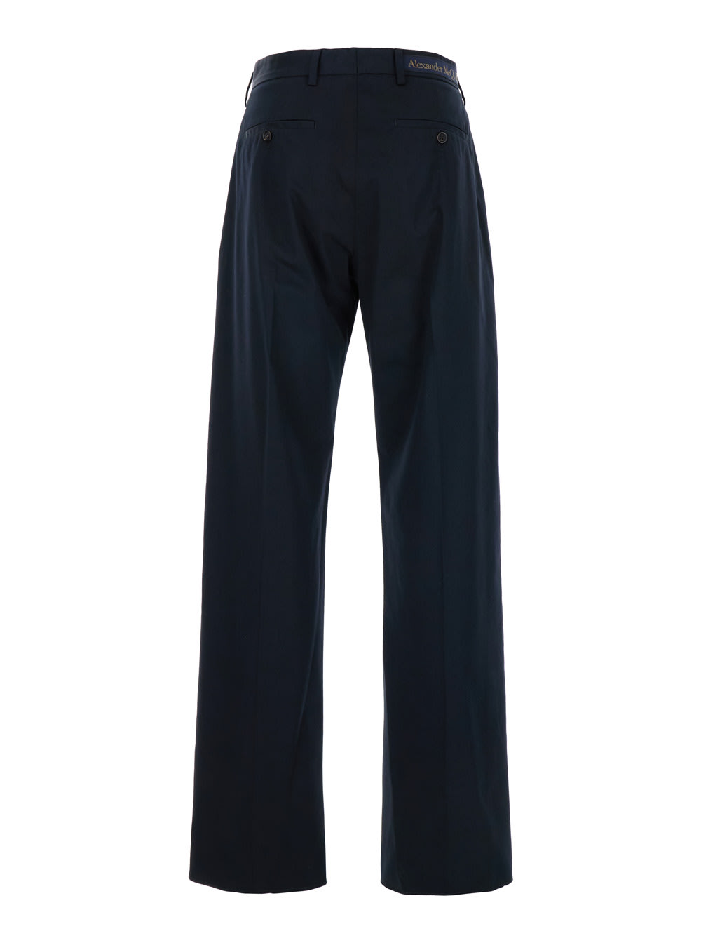 Shop Alexander Mcqueen Blue Straight Tailored Pants In Cotton Man