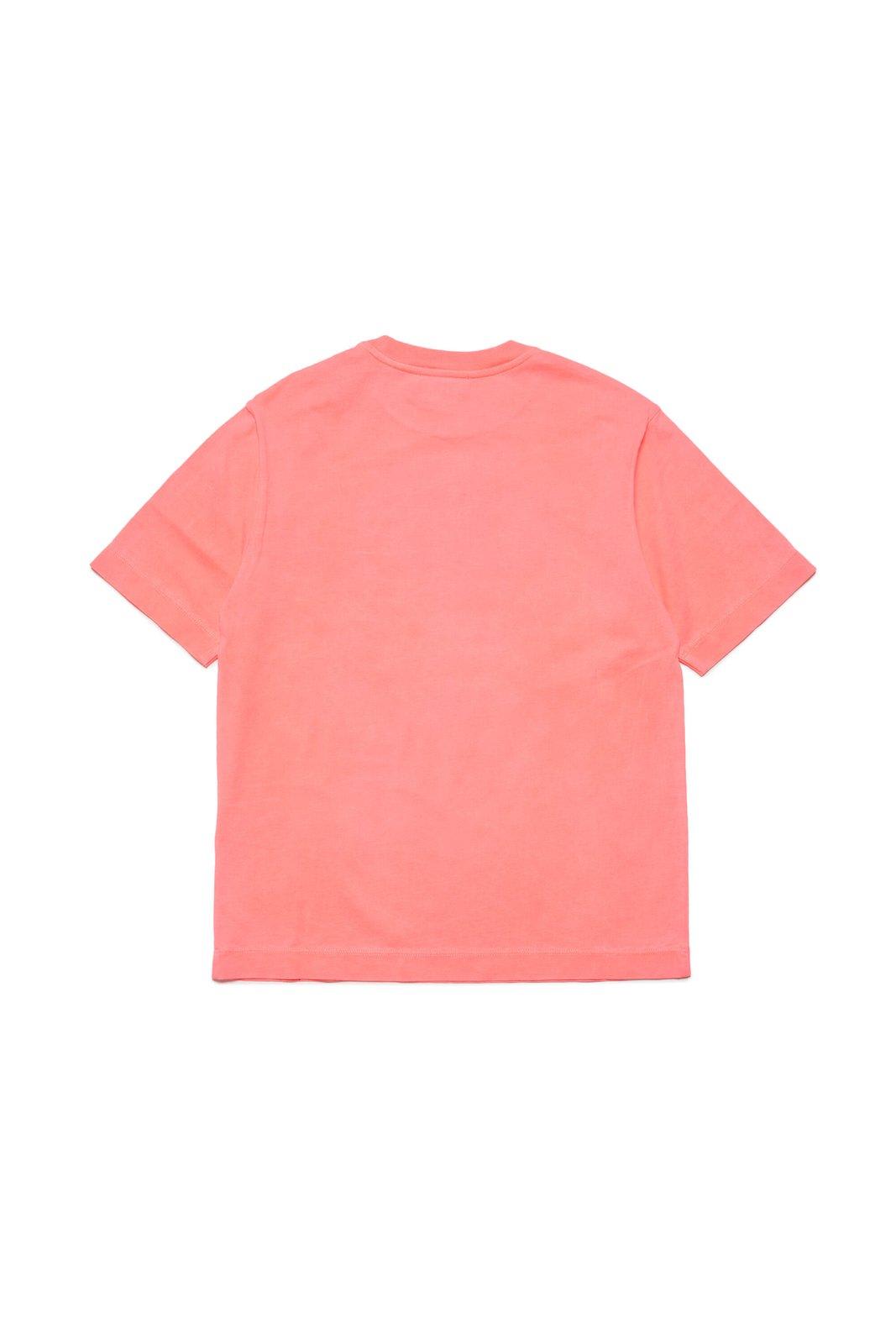 Shop Diesel Tnuci Logo Printed Crewneck T-shirt In Pink