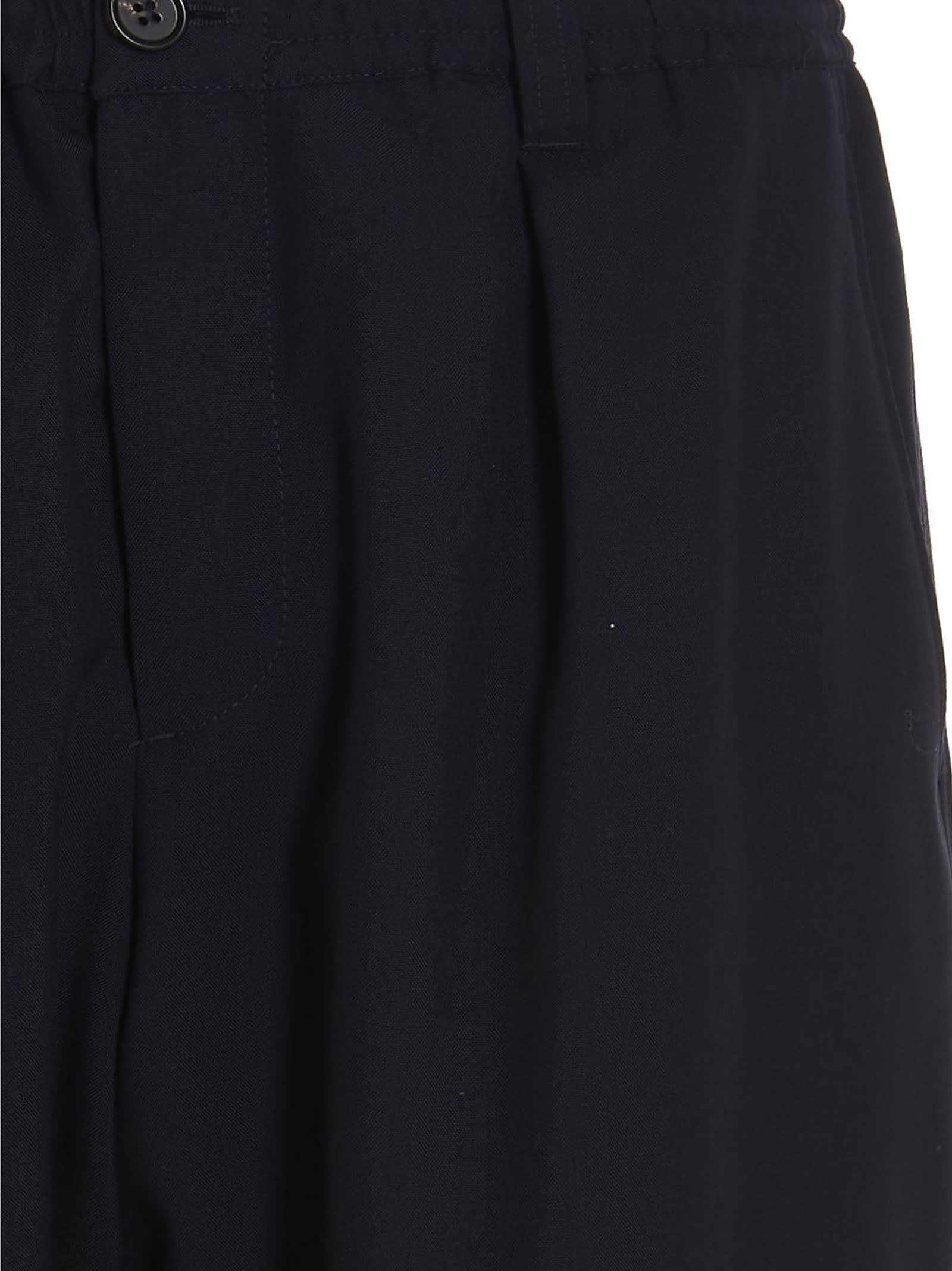 Shop Marni Cropped Trousers In Blu Notte