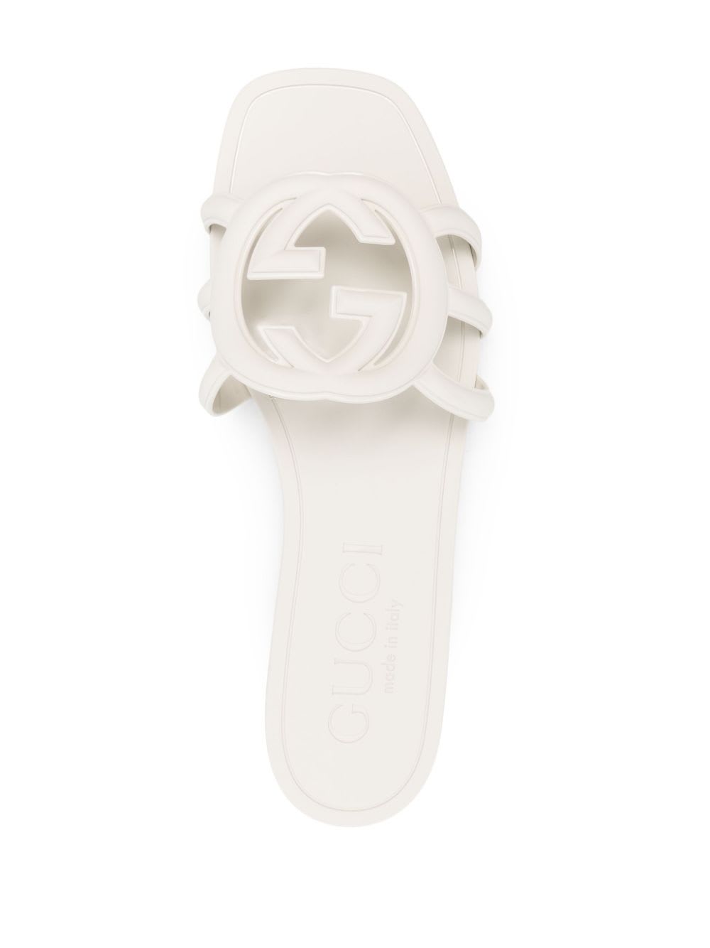 Gucci Gg Interlocking Slides In White