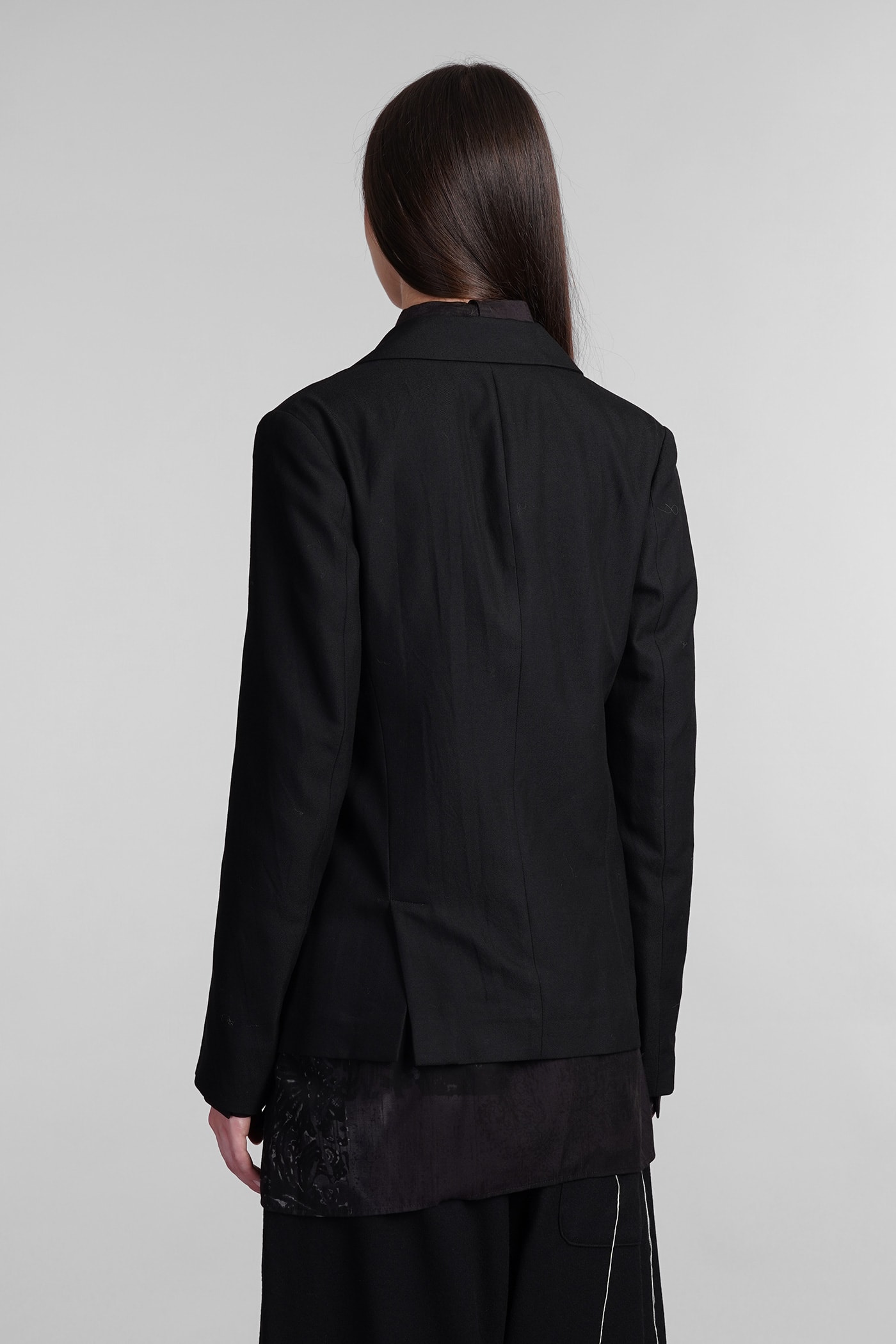 Shop Yohji Yamamoto Blazer In Black Rayon