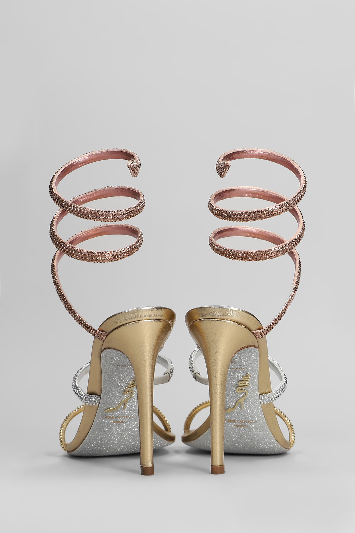 René Caovilla Womens Rene Caovilla Cleo 105 Leather Heeled Sandals In Gold