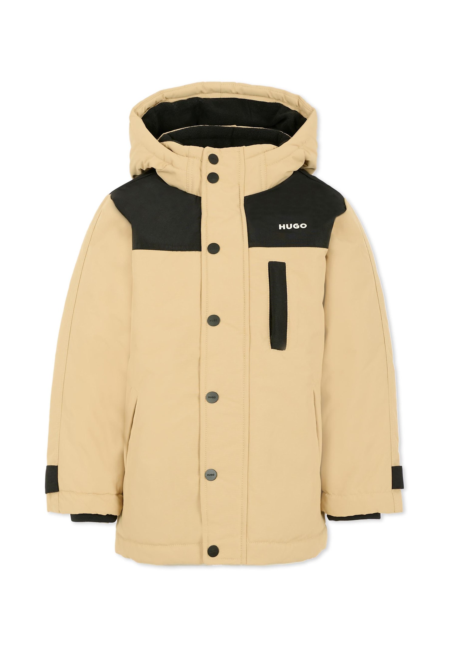 Hugo Boss Beige Parka For Boy With Logo In Brown