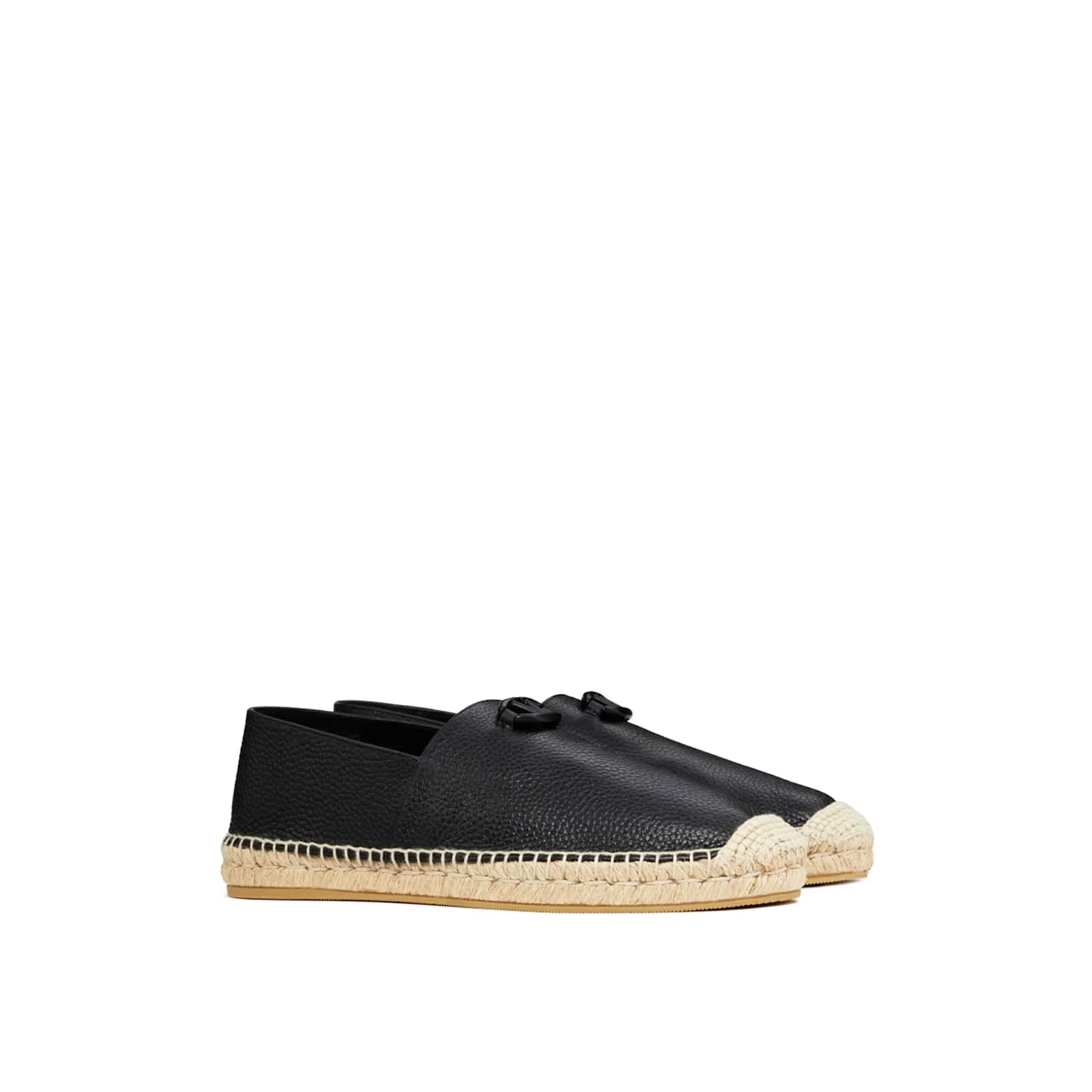 Valentino Garavani Palm Avenue Leather Espadrille Loafers In Black