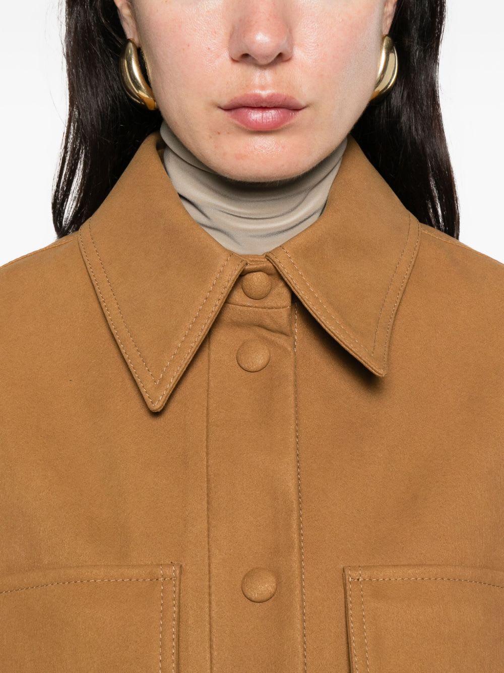 Stella Mccartney Faux Suede Leather Overshirt In Orange