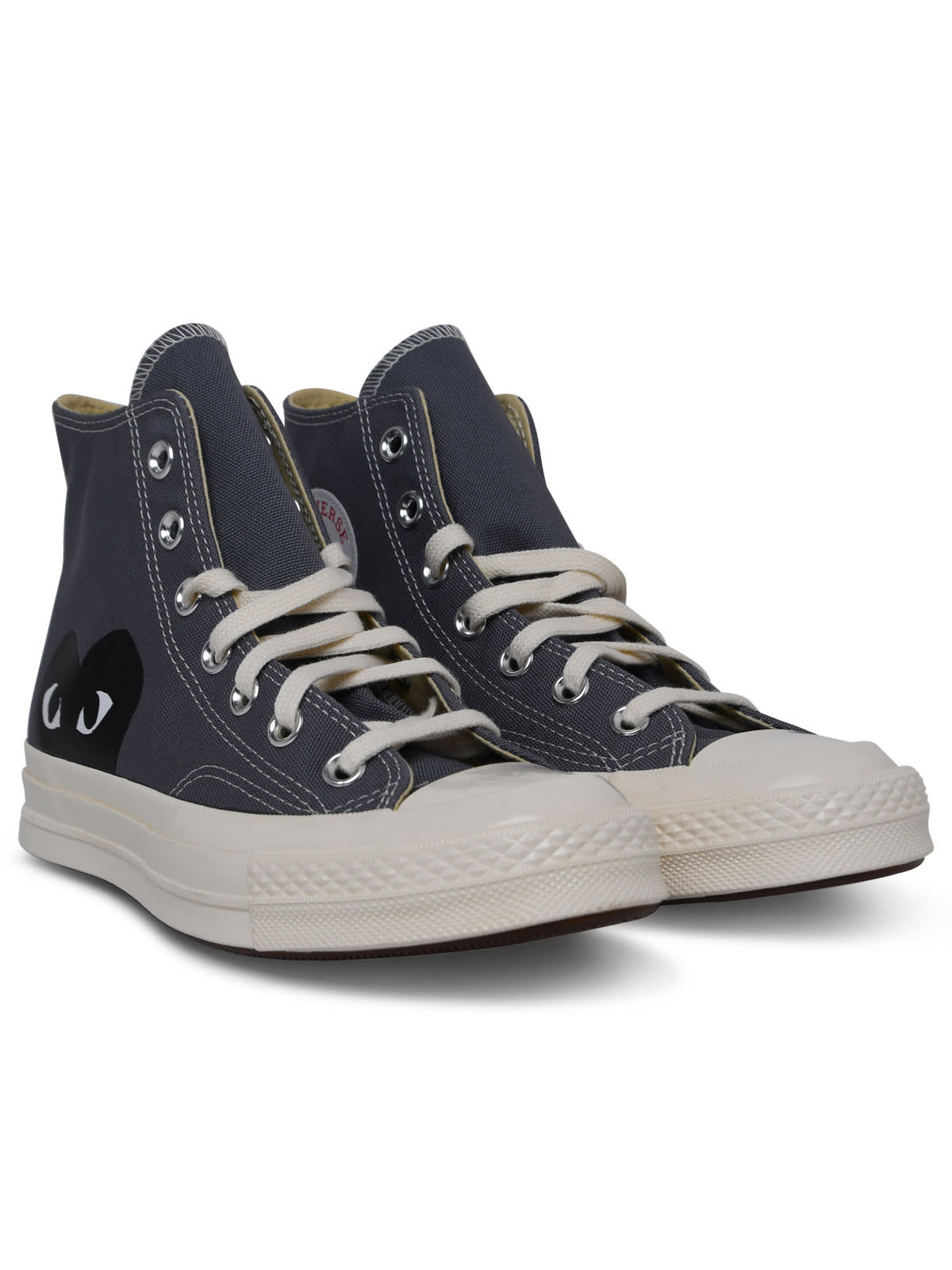 Shop Comme Des Garçons Play High Top Grey Canvas Sneakers