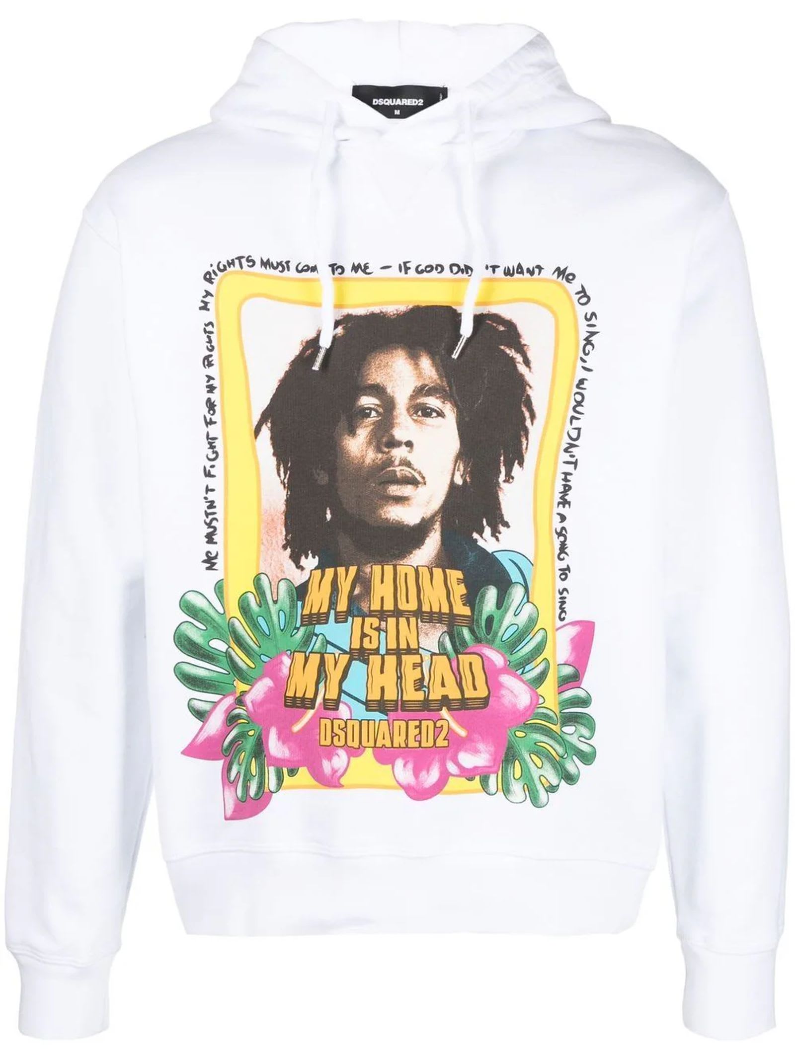 DSQUARED2 WHITE COTTON HOODIE