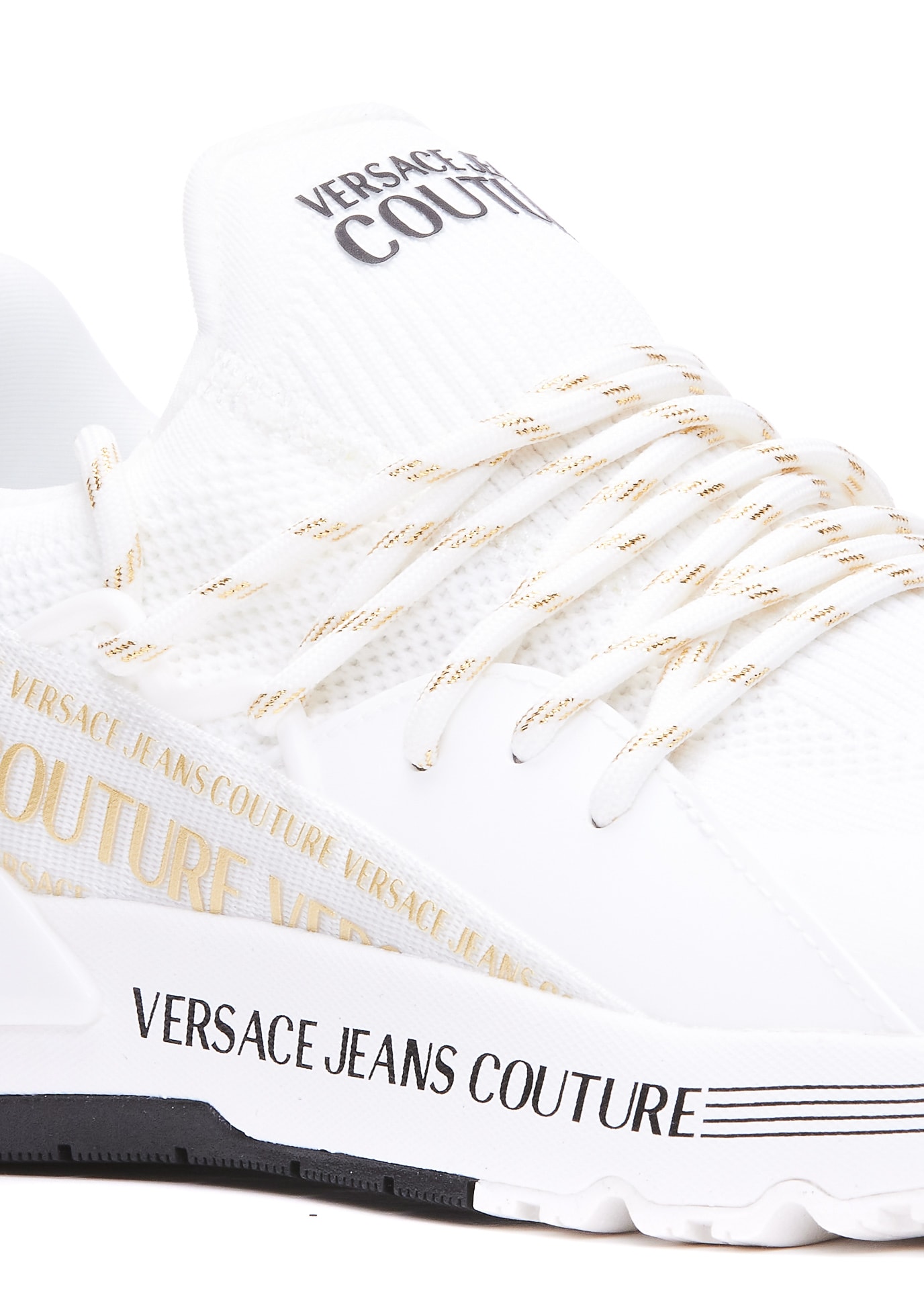 Versace Jeans Couture Shoes Fondo Dynamic Dis. Sa8 Knit+gummy+coated In White Gold