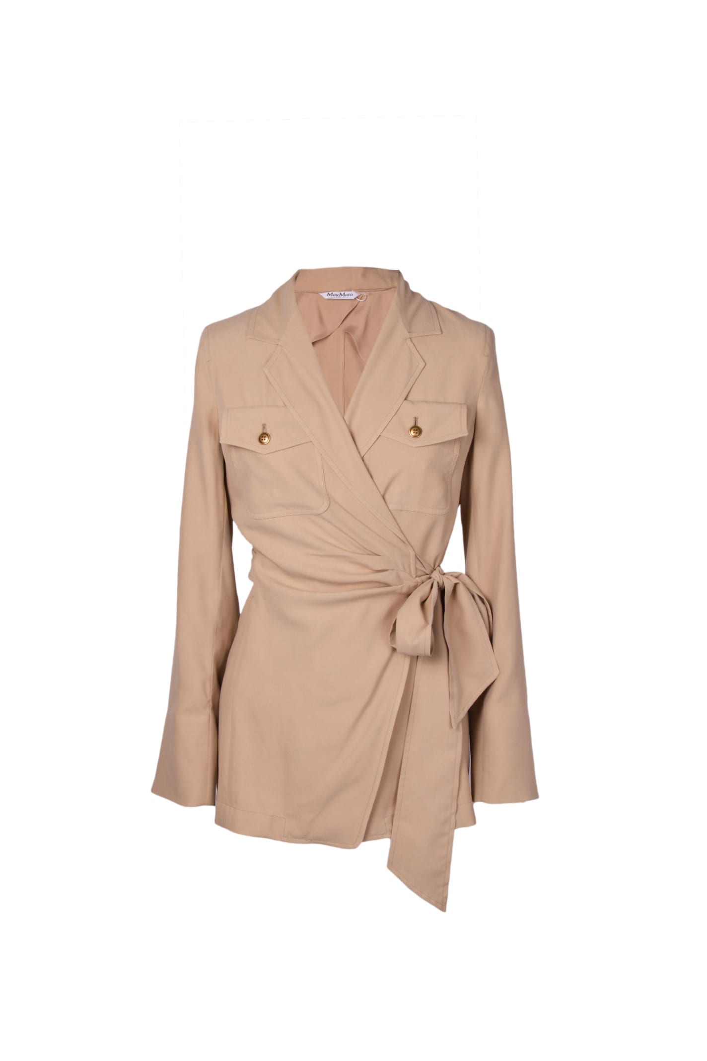 Max Mara Fleur Washed Silk Wrap Jacket In Legno