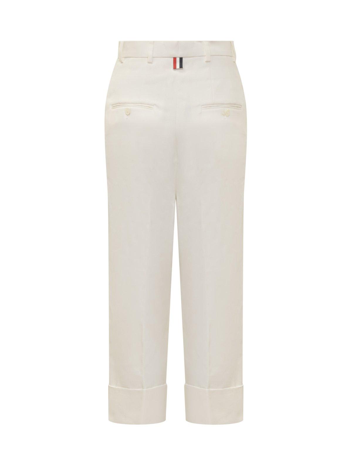 Shop Thom Browne Rwb Stripe Wide-leg Trousers In White