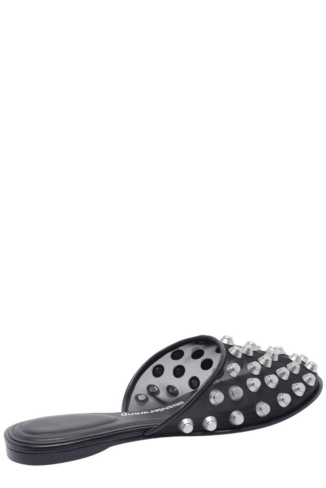 Alexander Wang Rhodes Stud-embellished Mesh Ballet Flats In Black