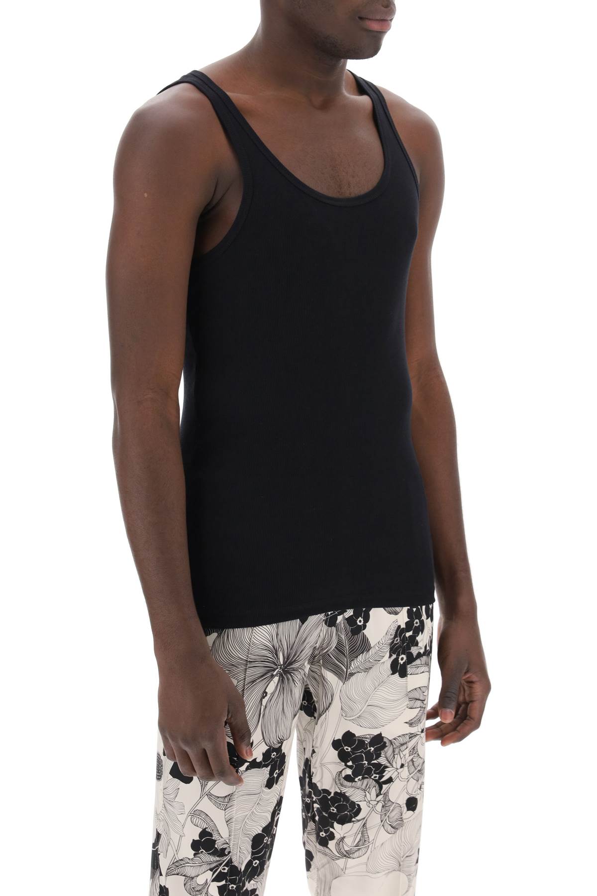 Tom Ford Ribbed Cotton And Modal-blend Tank Top In Nero (black)