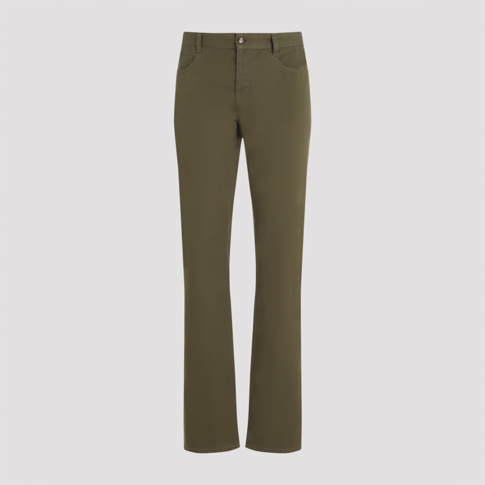 Shop Saint Laurent Slim Fit Pants In Authentic Kaki