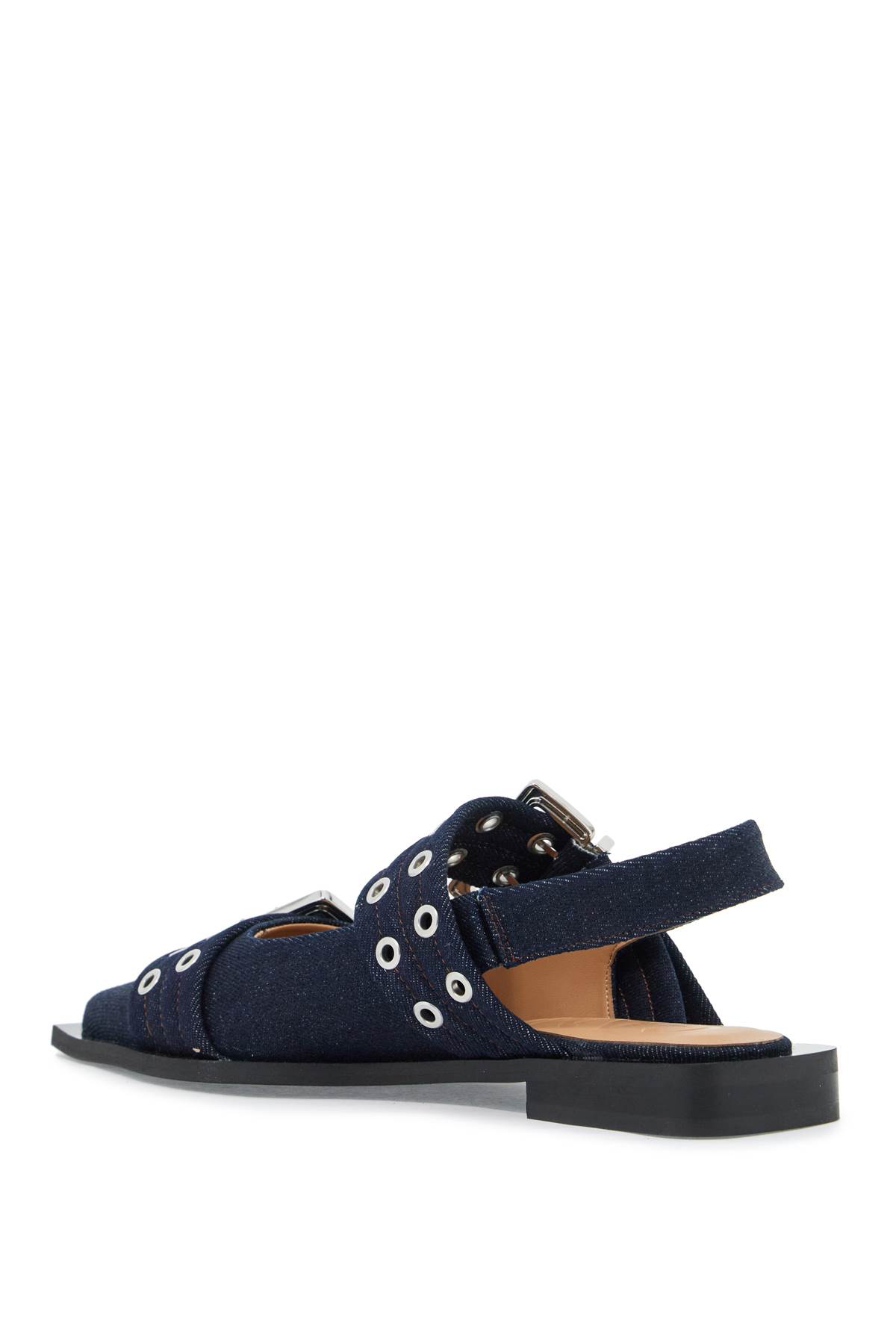 Shop Ganni Slingback Flats In Dark Navy (blue)