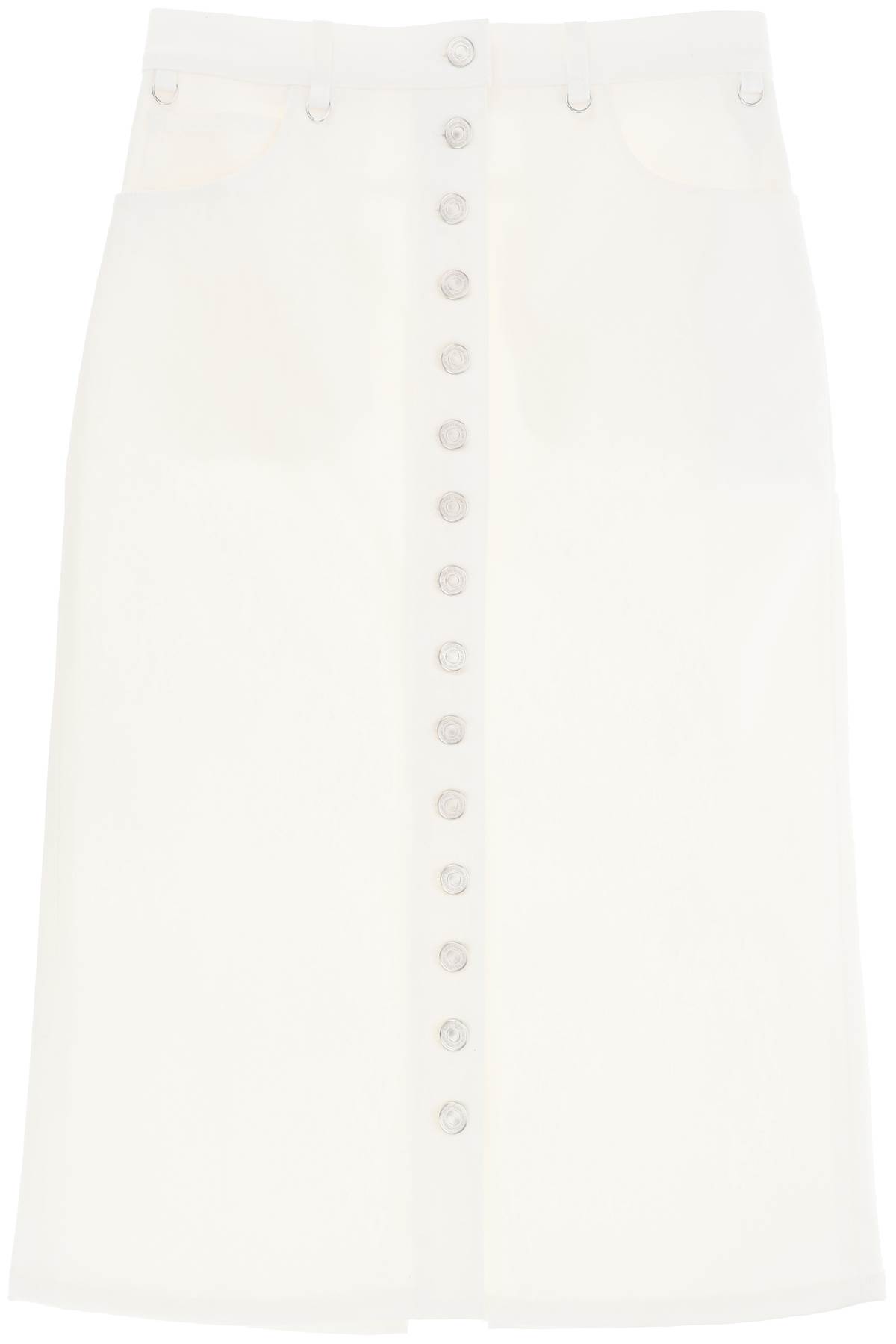 Shop Courrèges Denim Midi Skirt With Multif In Heritage White (white)