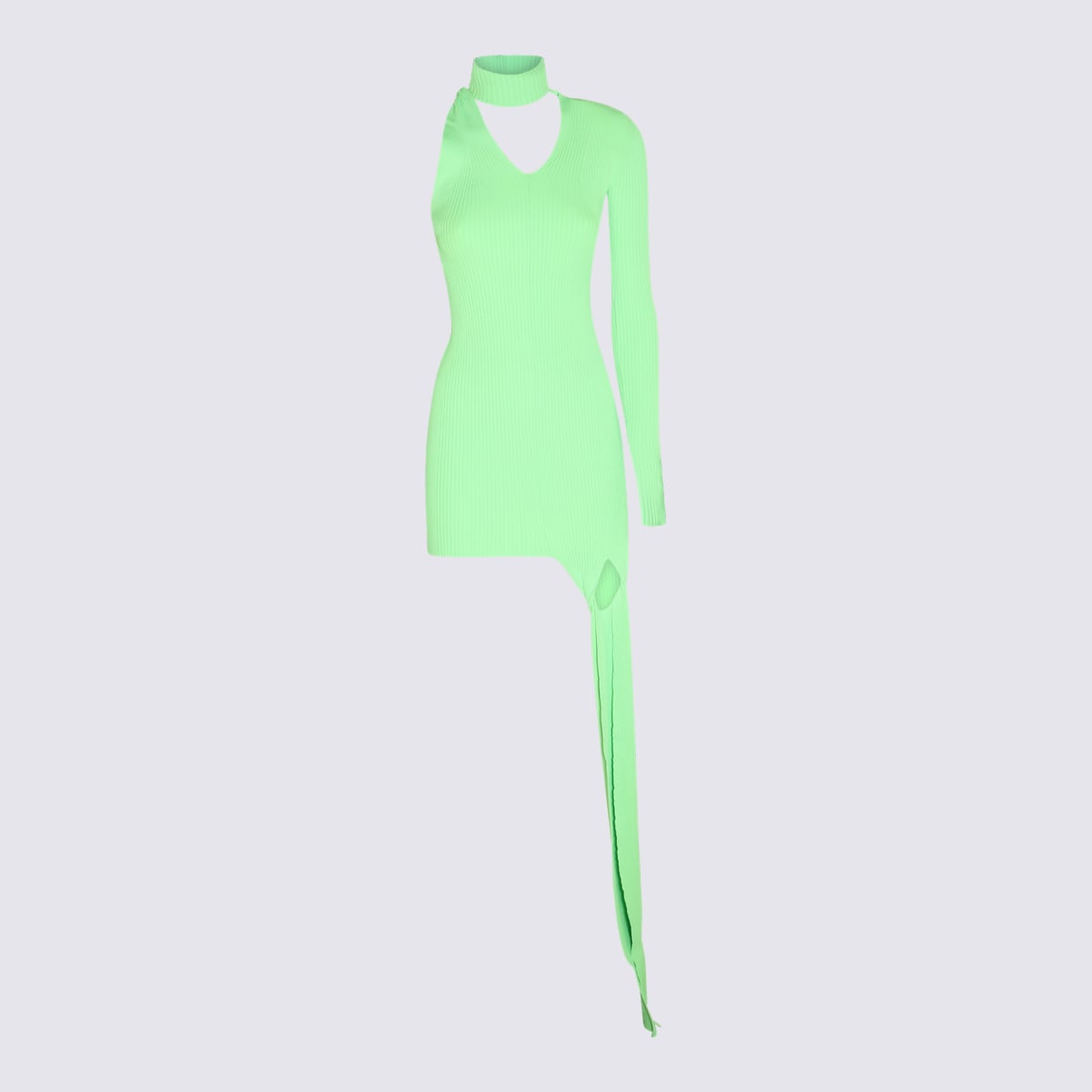 Green Neon Asymmetric Mini Dress