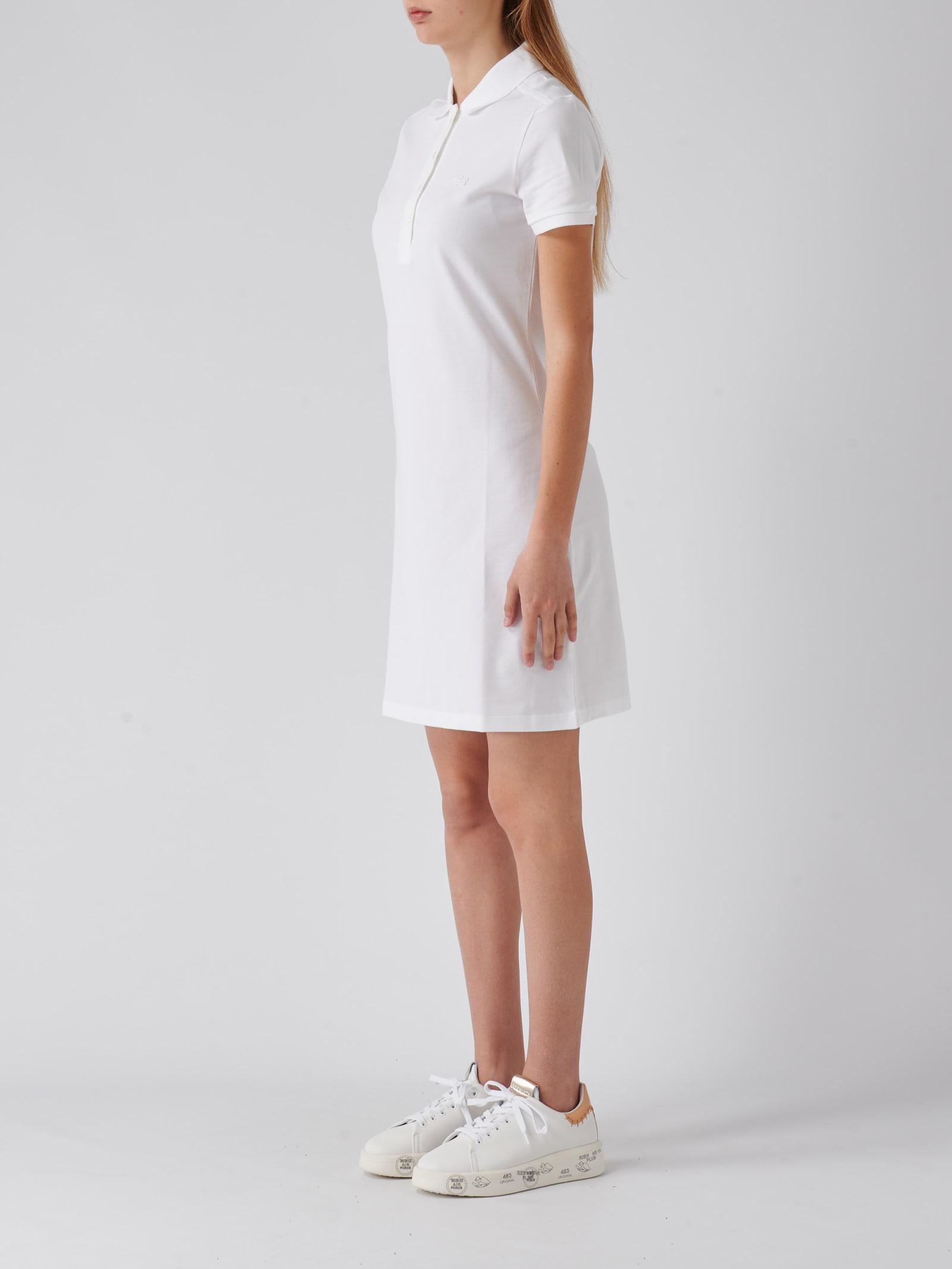 Shop Lacoste Cotton Dress In Bianco