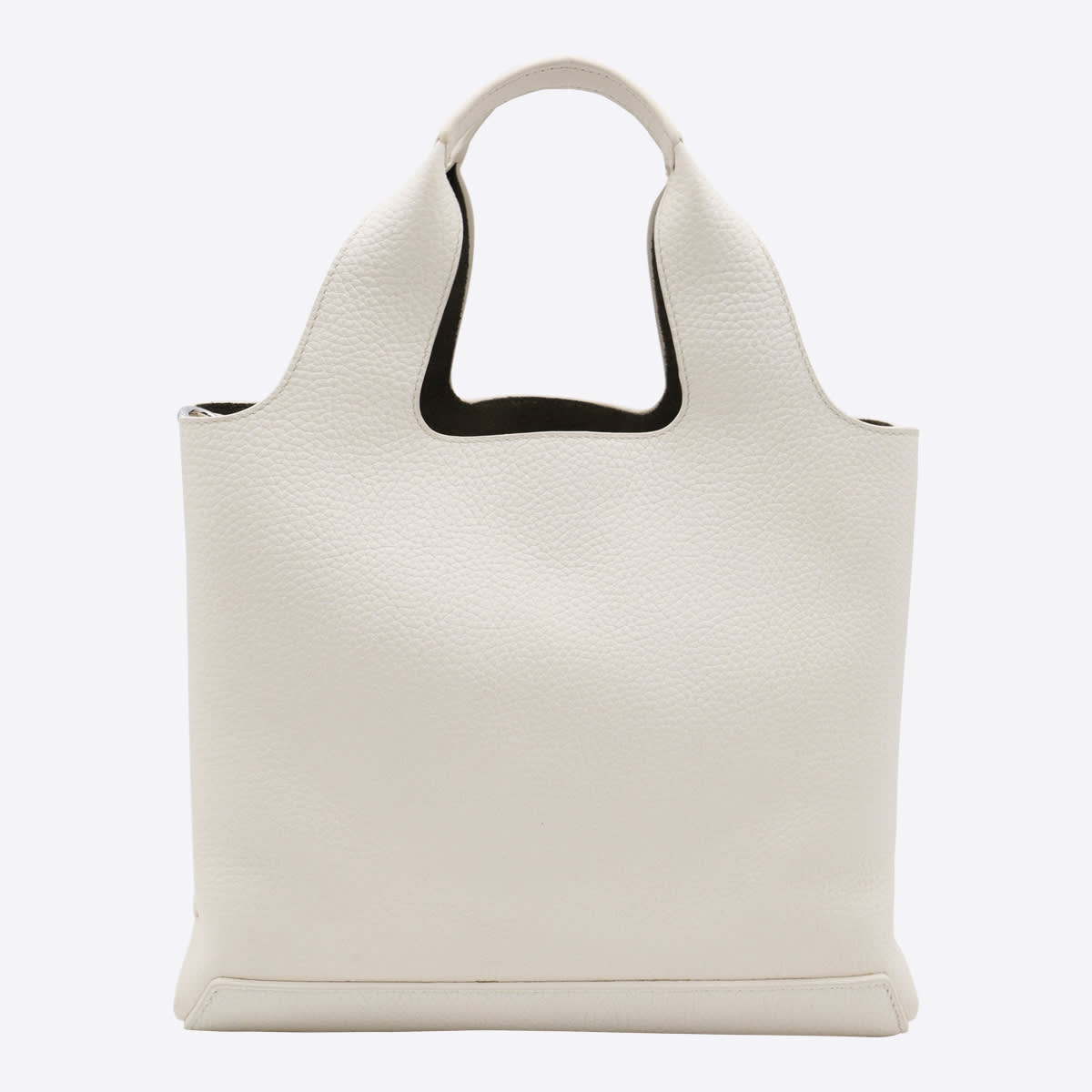Hogan Leather Textured Top Handle Detachable Strap In White
