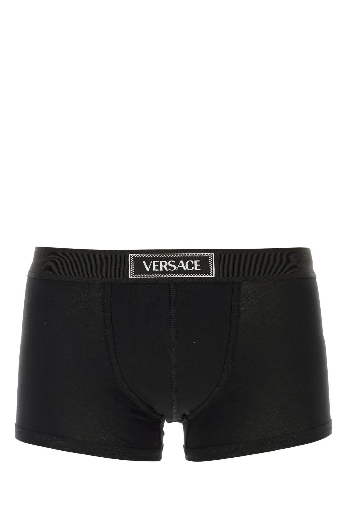 Shop Versace Black Stretch Cotton Boxer