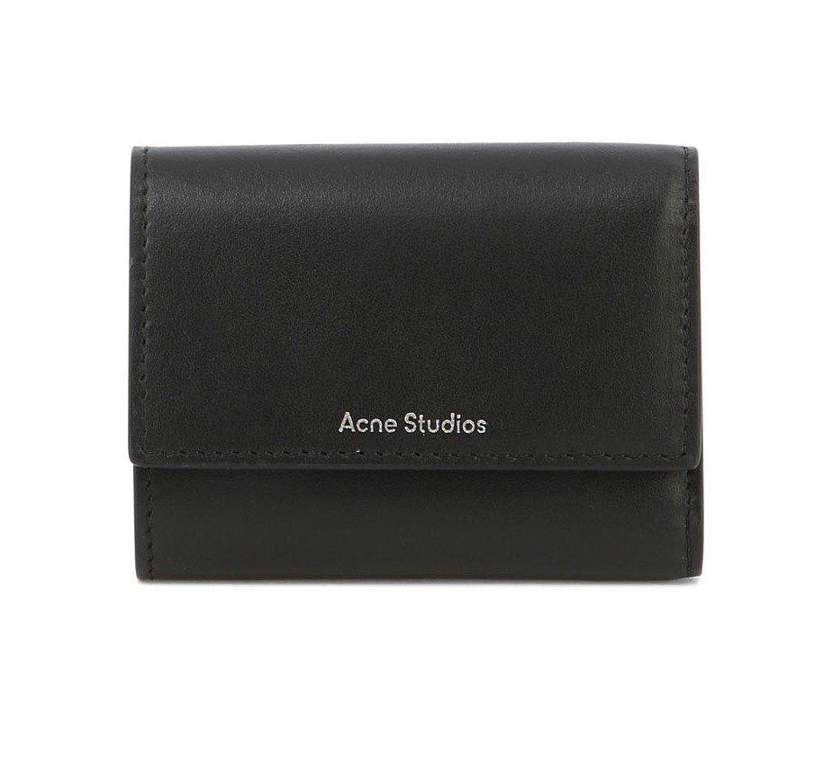Shop Acne Studios Logo Detailed Tri-fold Wallet In Black