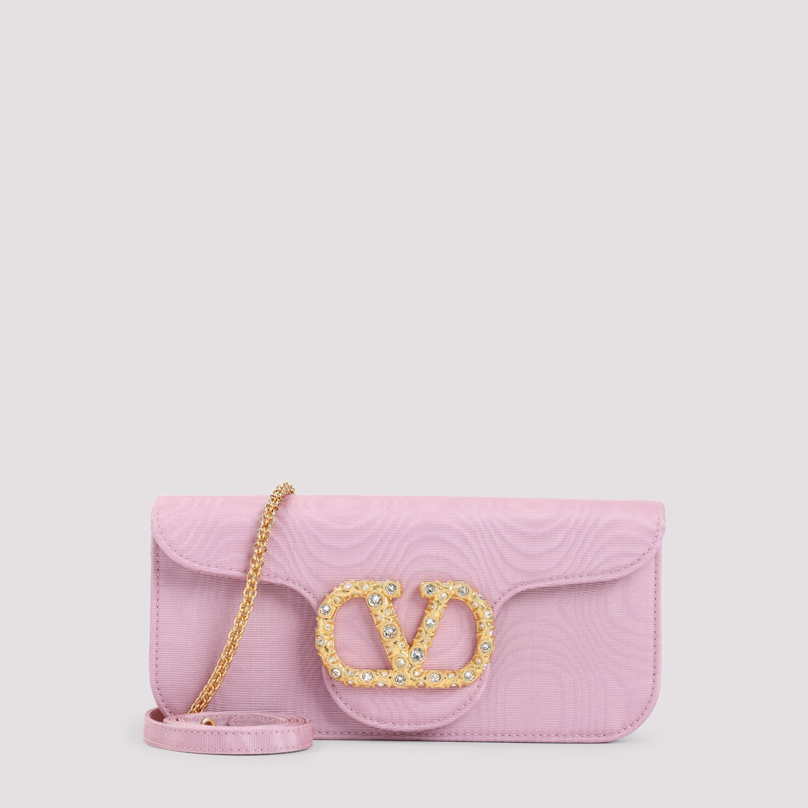 Valentino Garavani Textured Moire Clutch With Signature Logo