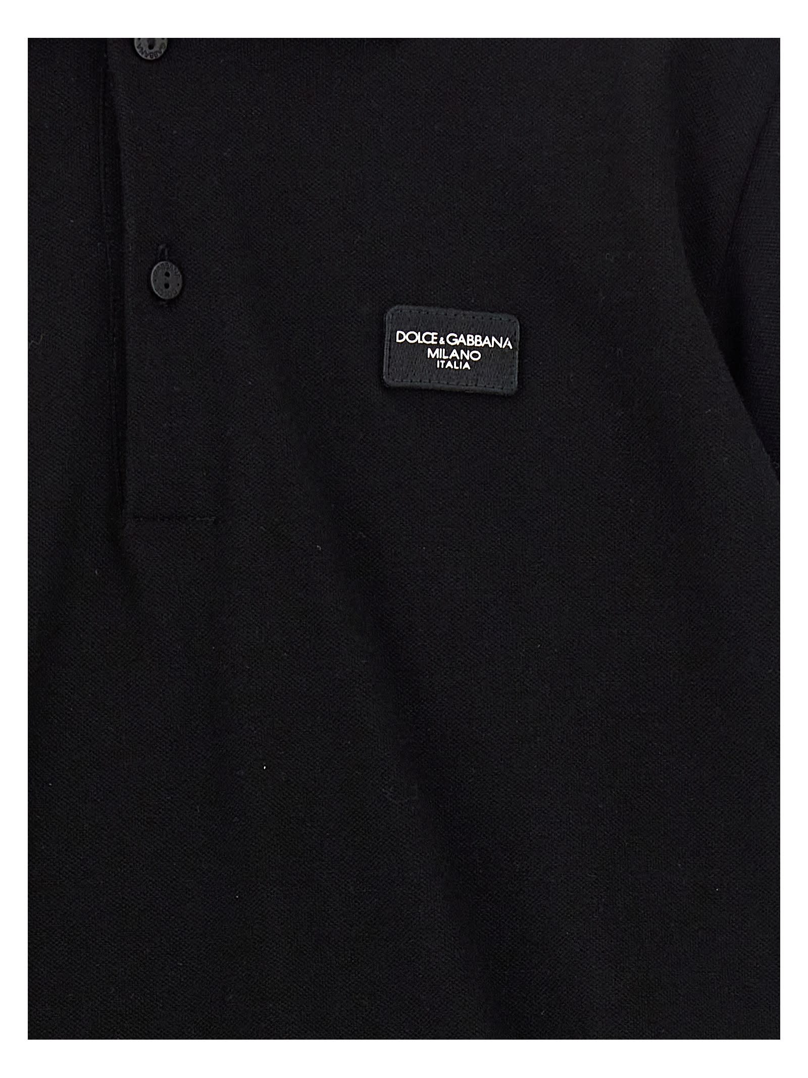 Shop Dolce & Gabbana Logo Polo Shirt In Black