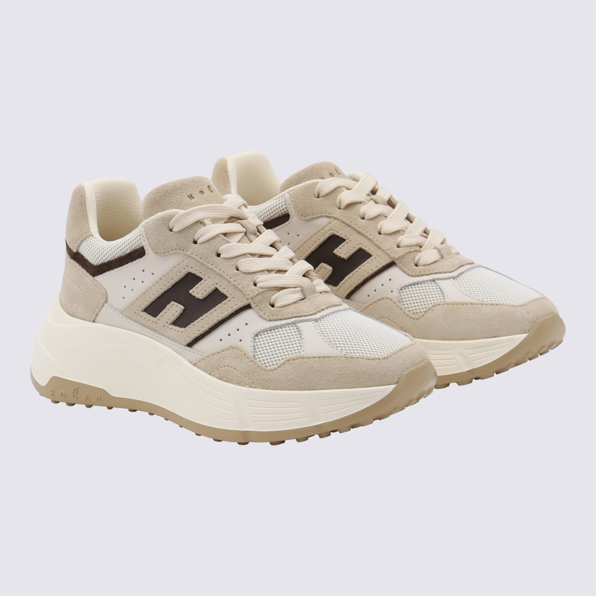 Hogan Suede And Mesh Sneakers In Neutral