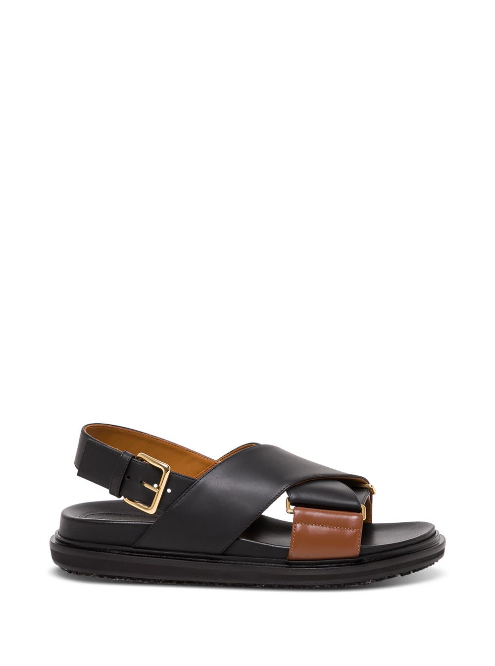 Buy Marni Crossed Sandals In Bicolor Leather online, shop Marni shoes with free shipping