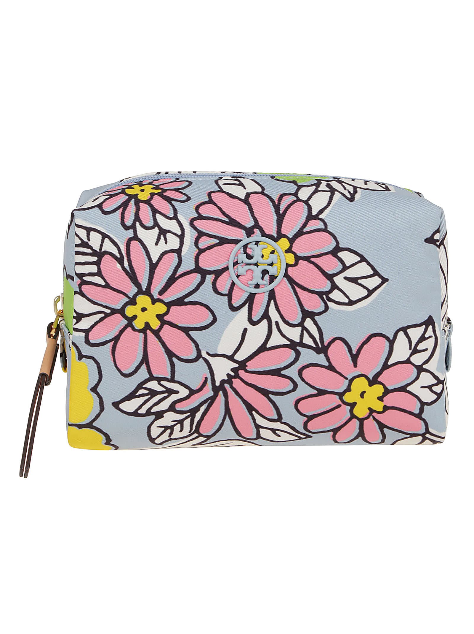 Shop Tory Burch Piper Printed Small Cosmetic Case In Blue Wallpaper Floral