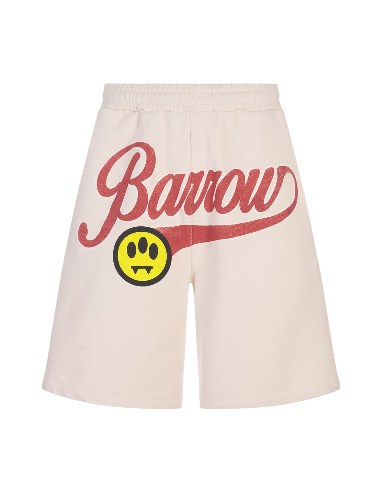 Shop Barrow Taupe Bermuda Shorts With Lettering Prints. In Brown