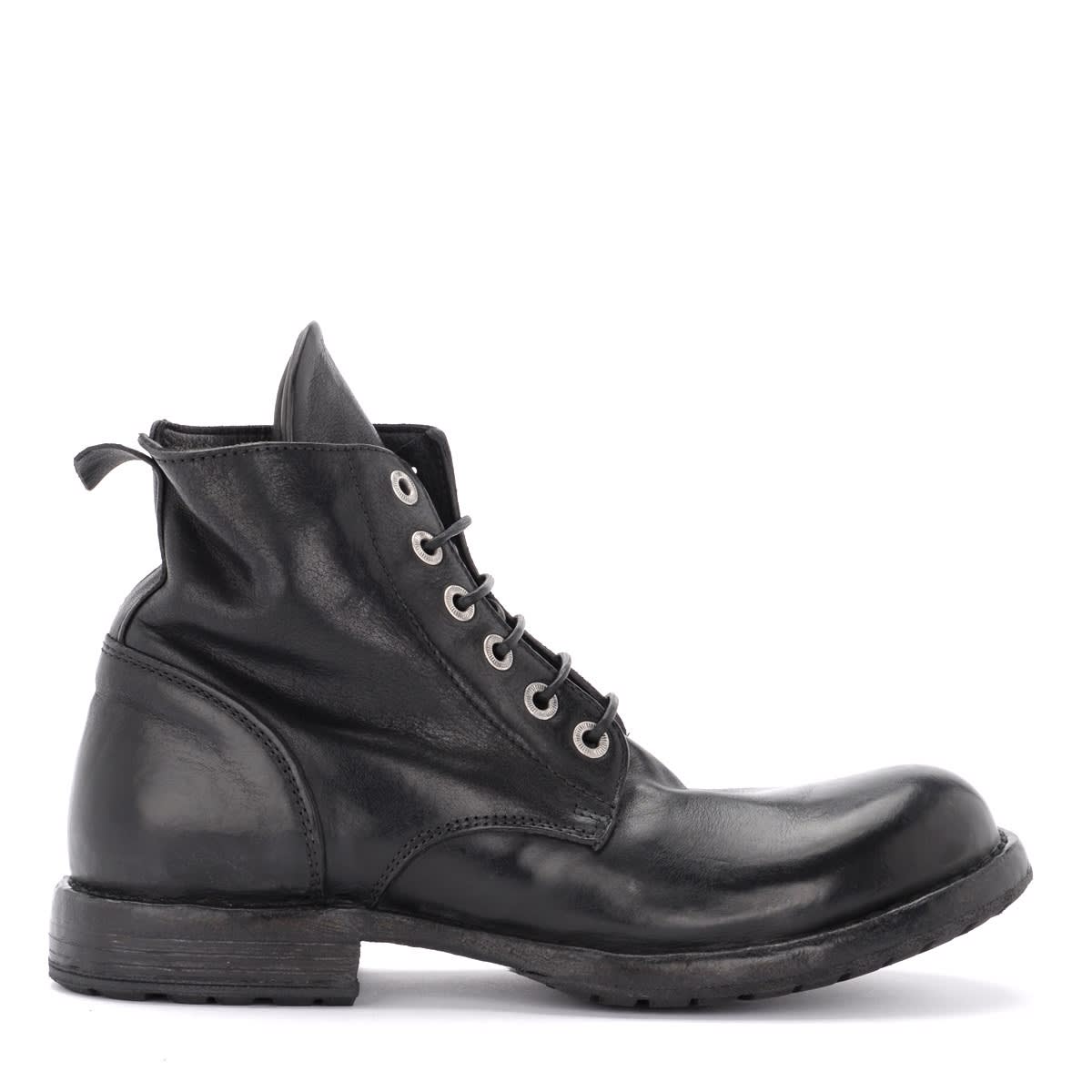Moma Bandolero Ankle Boot In Black Leather