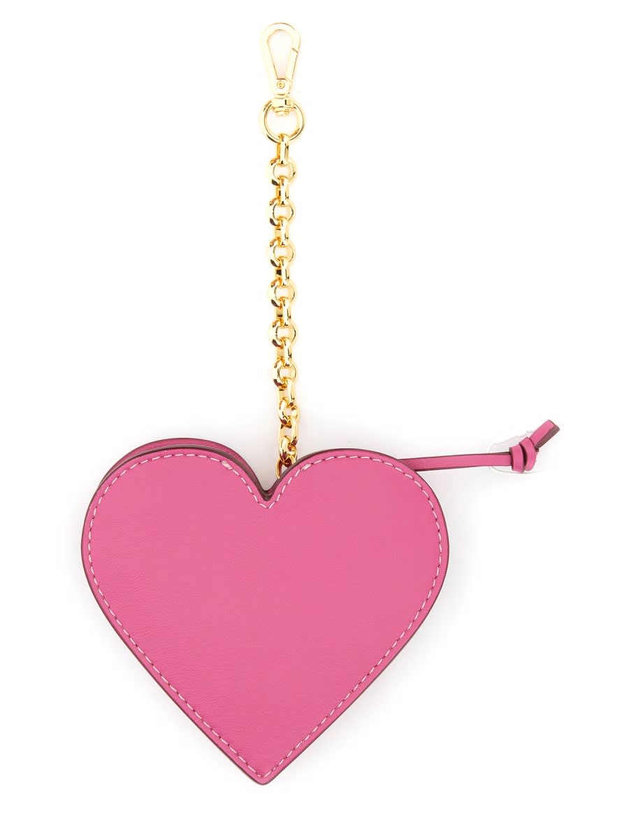 Shop Ganni Funny Heart Coin Purse In Pink