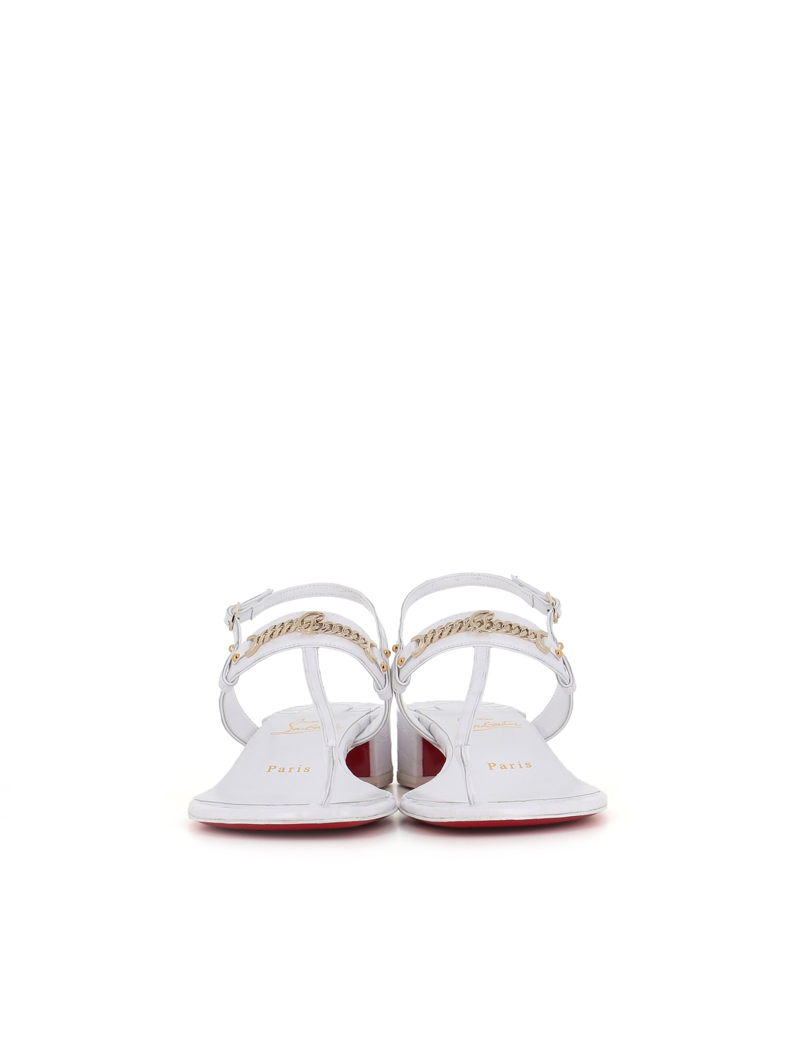 Shop Christian Louboutin Sandal Mj Thong 25 In White